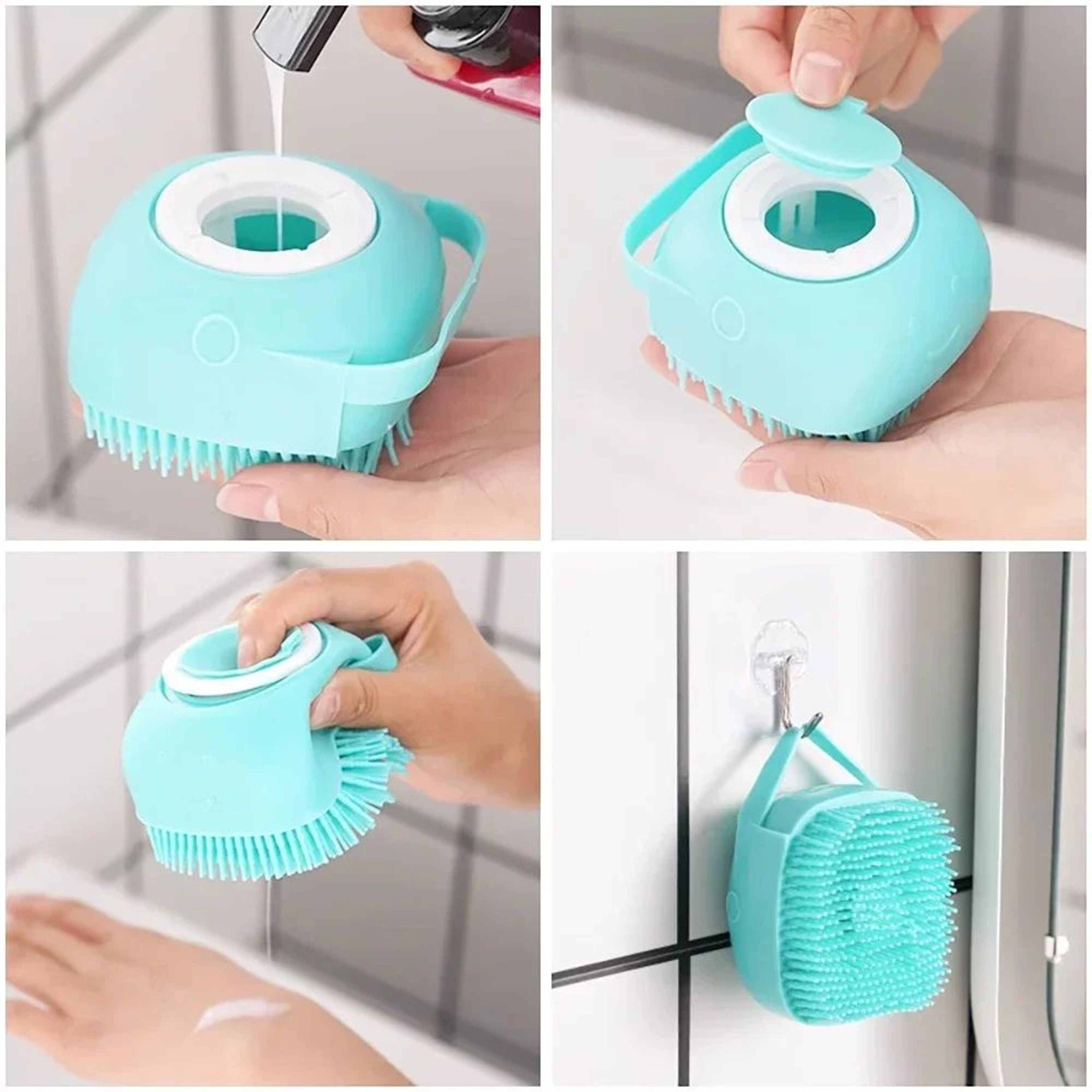 Silicone Pet Bath Brush  Soft Foaming Dog  Cat Massage Grooming Brush For Bathing 2