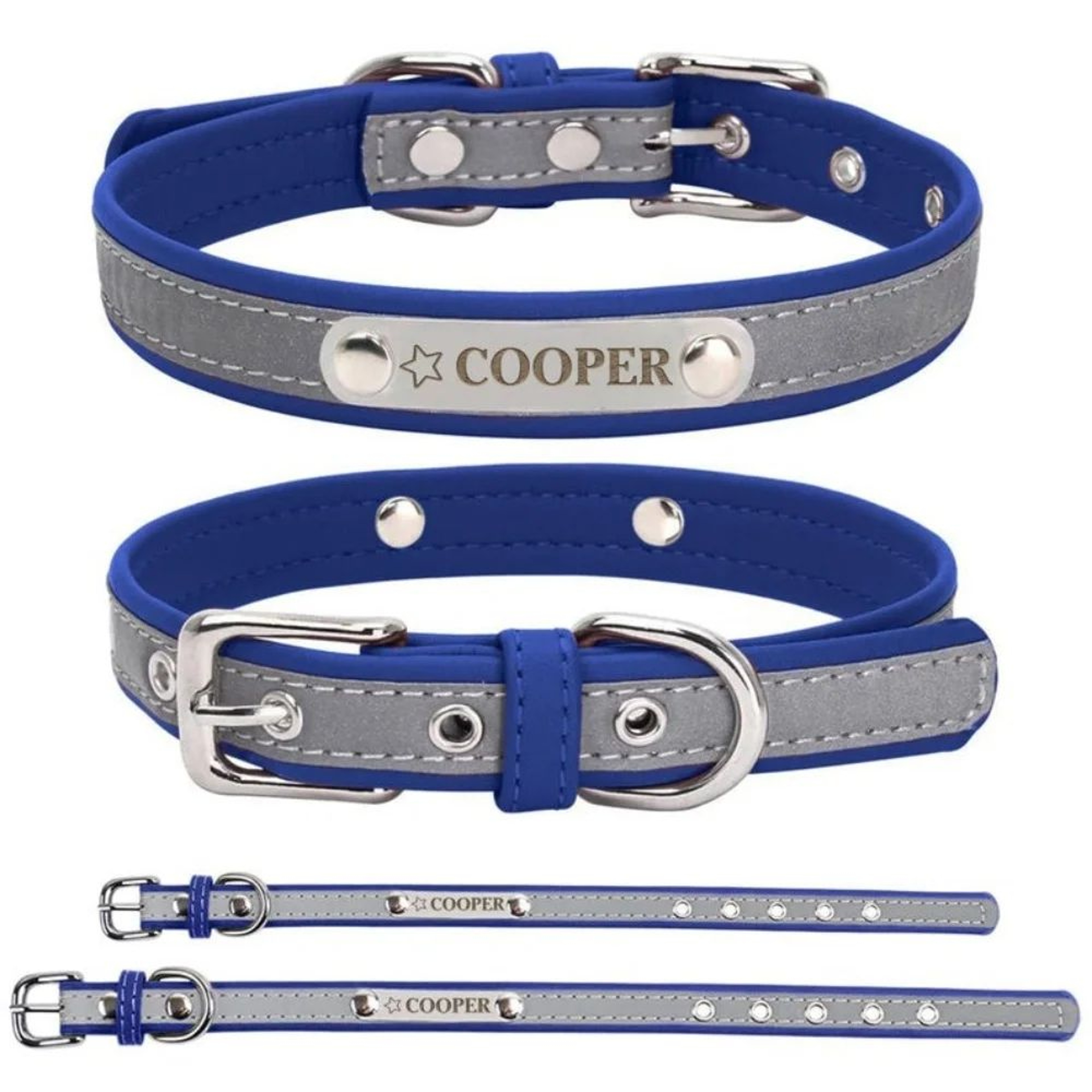 Personalized Engraved PU Leather Dog Collar  Custom Name ID Collar For Small Medium  Large Dogs 3