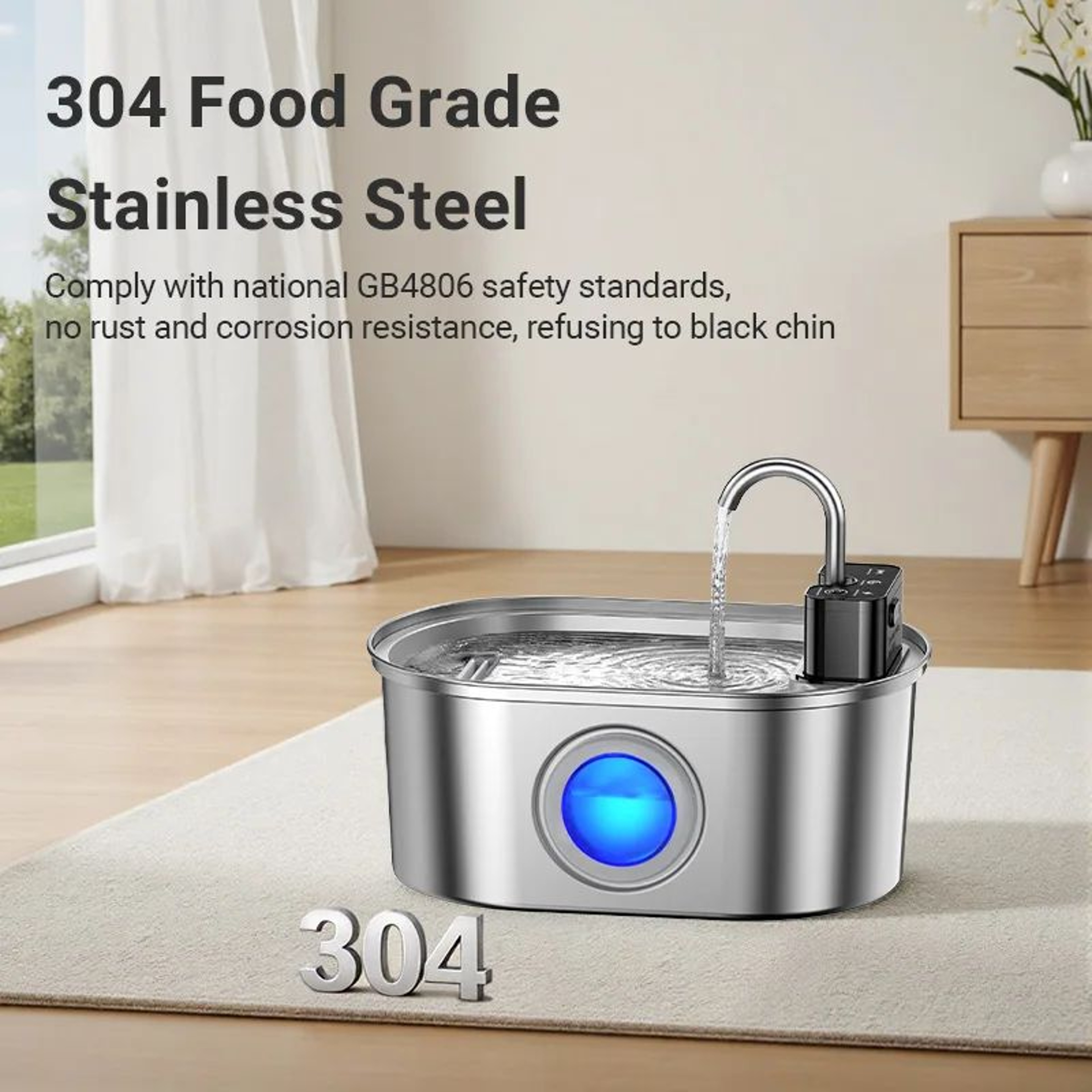 ROJECO 32L Wireless Stainless Steel Pet Water Fountain  Automatic BatteryPowered Drinking Dispenser