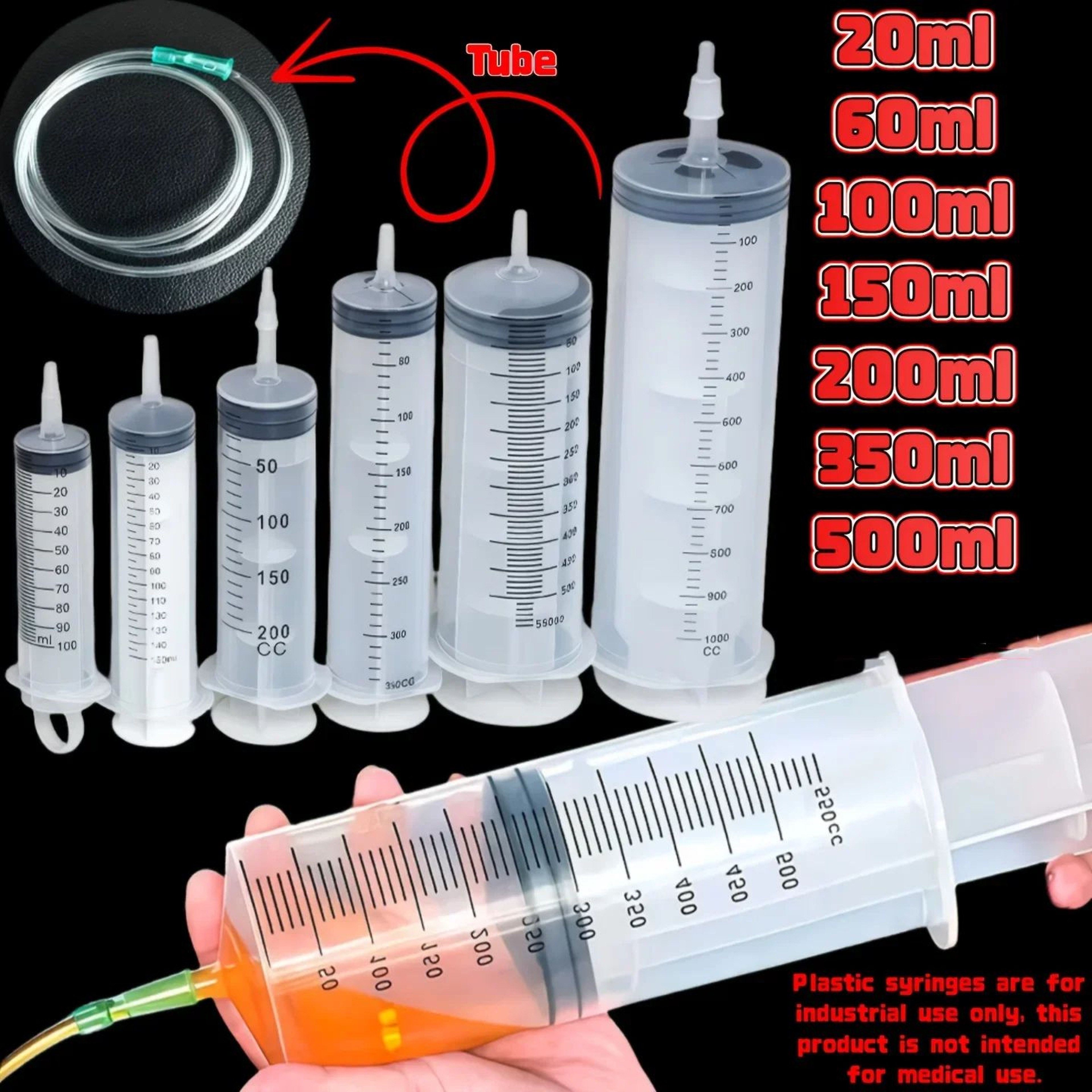 ProFeed MultiPurpose Large Capacity Syringe With 394 In Hose  Pet Feeding Liquid Transfer  Precisio 0