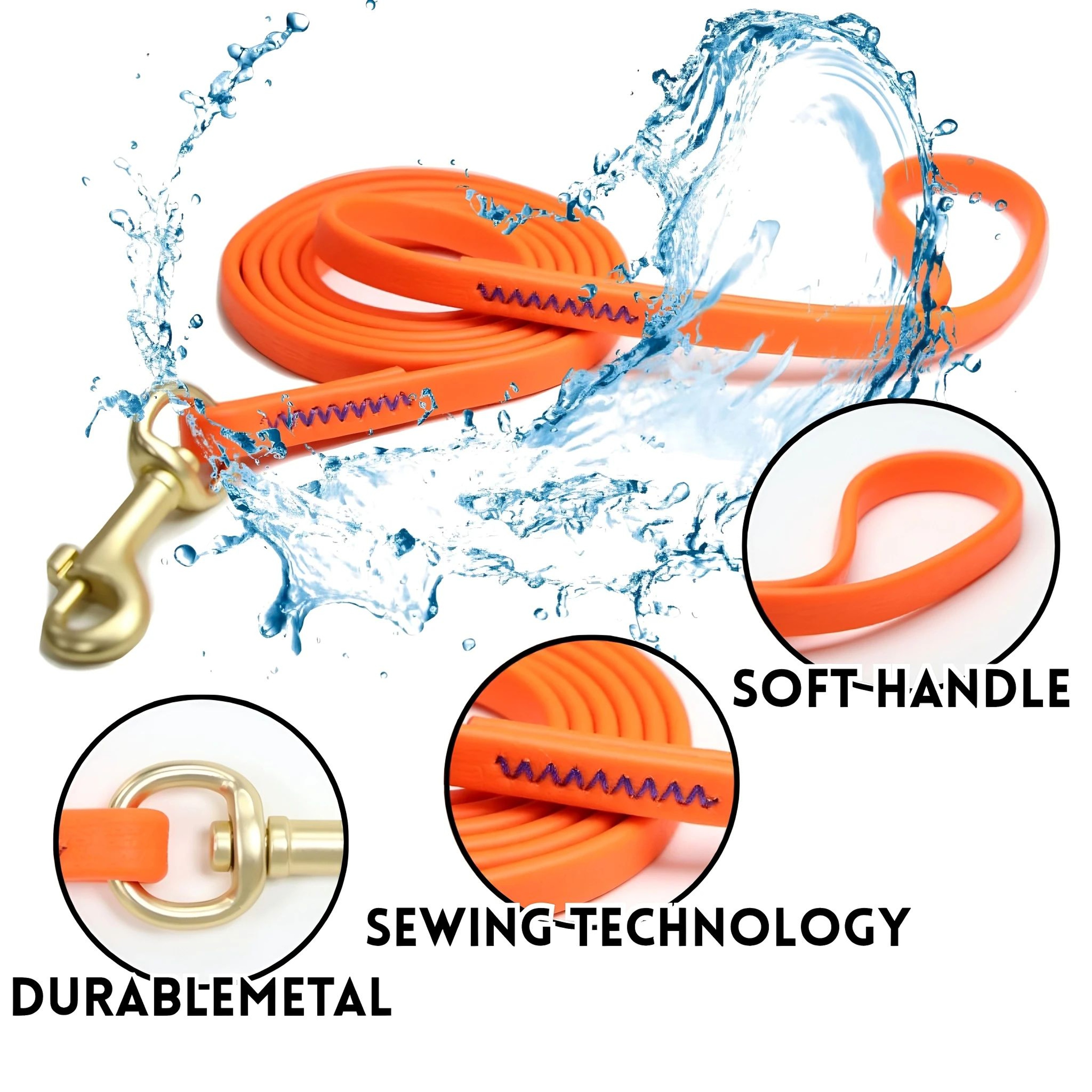Heavy Duty Waterproof TPU Dog Leash  Bite Resistant Training Lead With AntiSlip Handle For Small Me 5