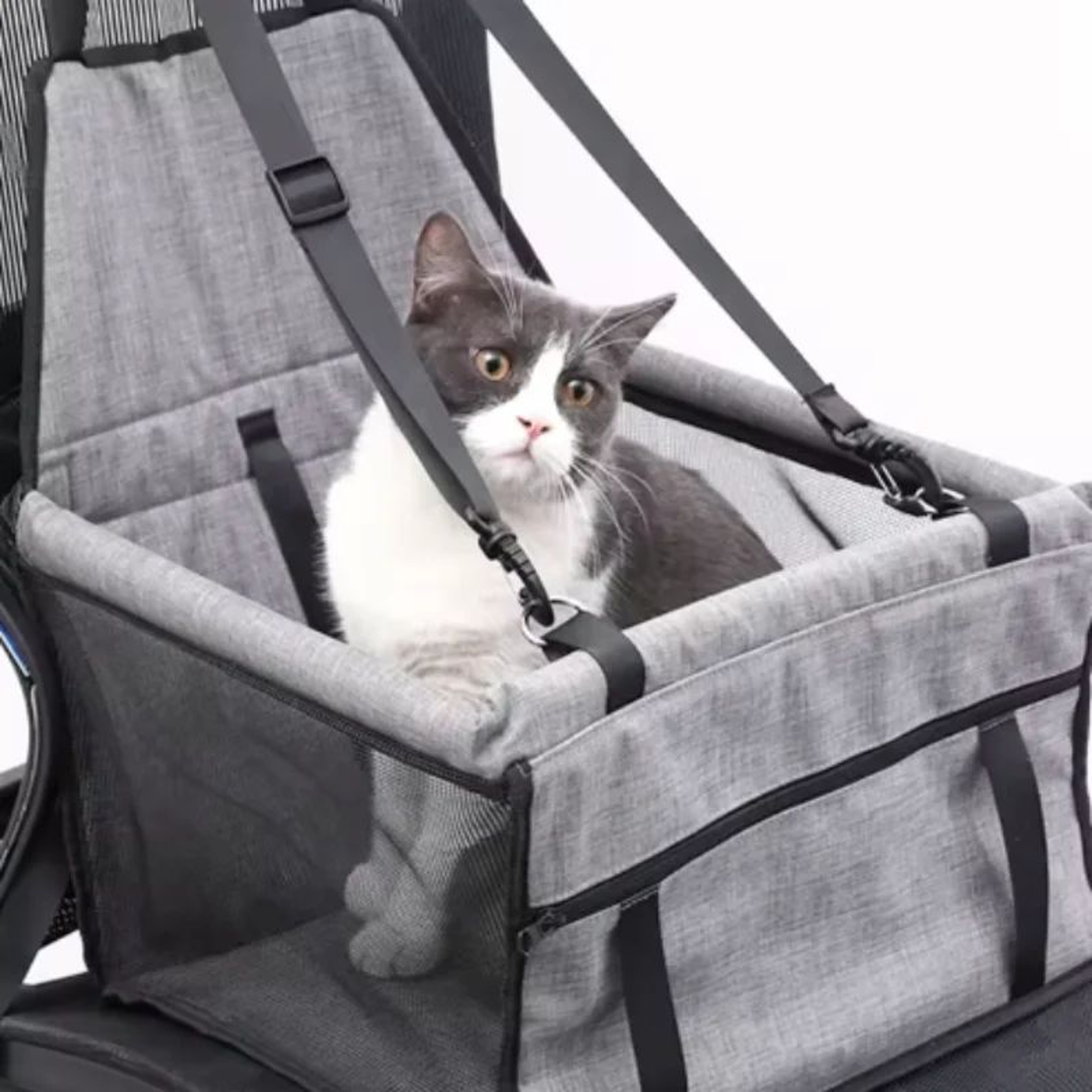Foldable Dog Car Seat Hammock  Secure Travel Pet Carrier Basket With Safety Harness For Dogs And Ca 1