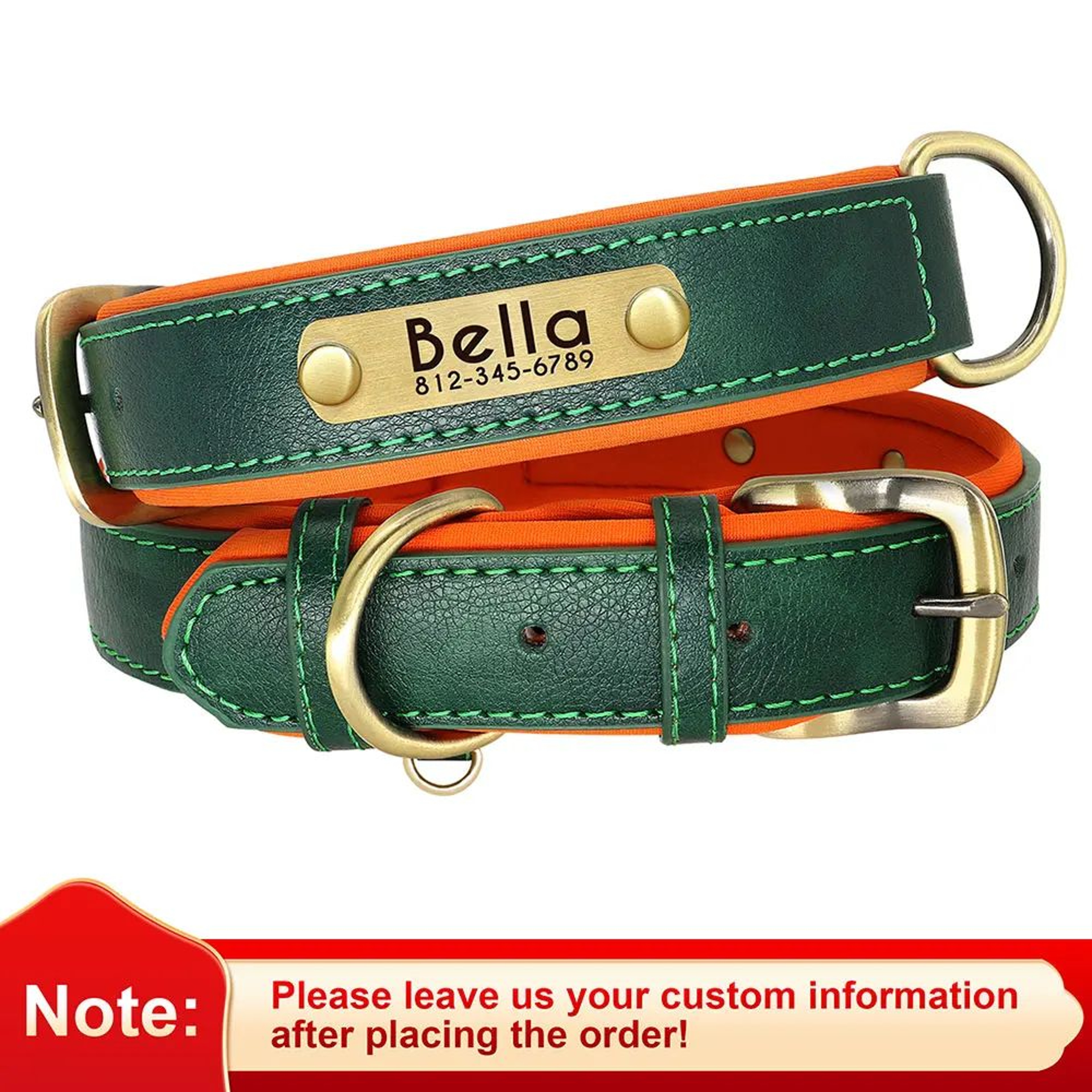 Personalized PU Leather Dog Collar With Engraved Nameplate  Soft Padded Adjustable Collar For Small 9