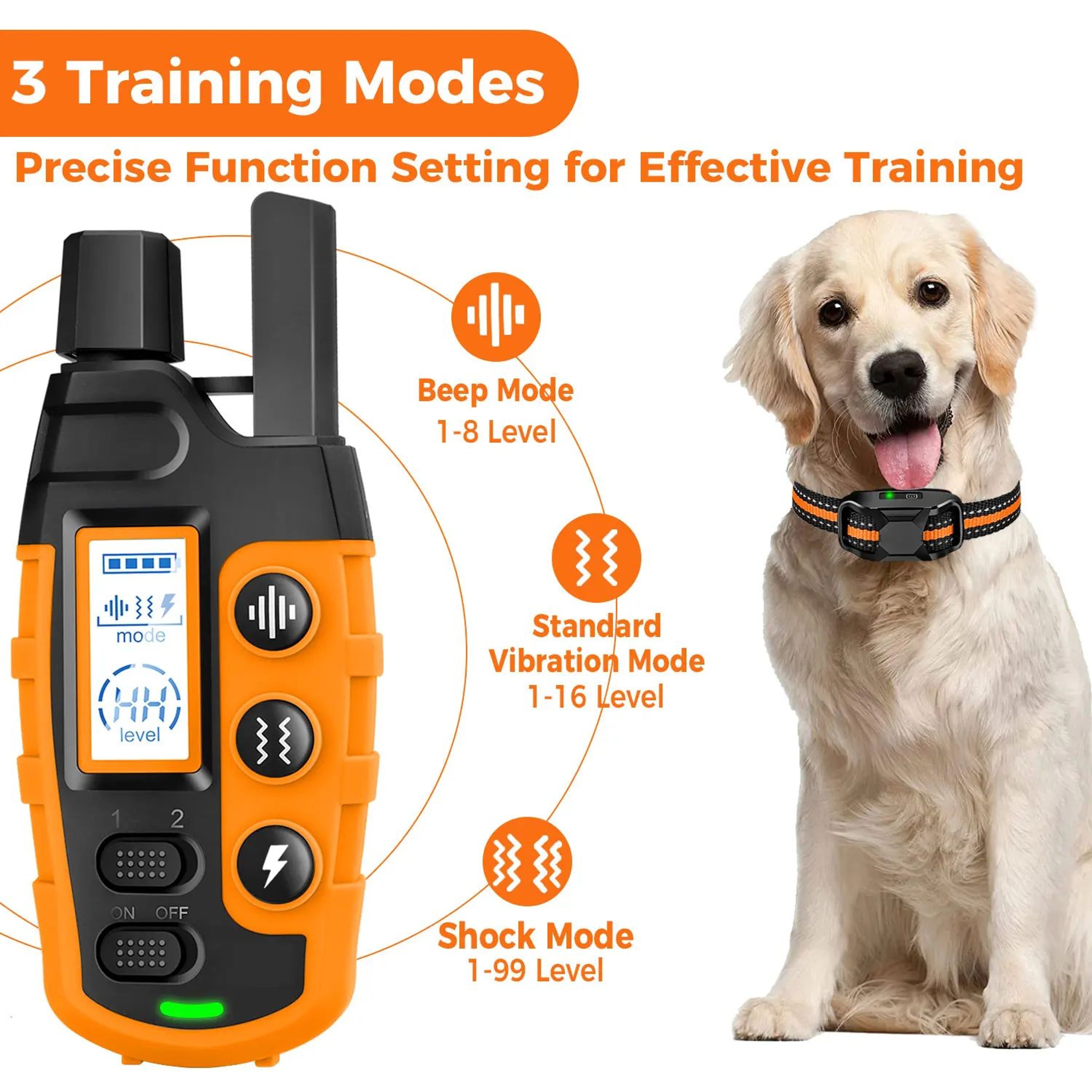 3300 Ft Remote Dog Training Collar  Waterproof Rechargeable ECollar With Beep Vibration  Static Cor