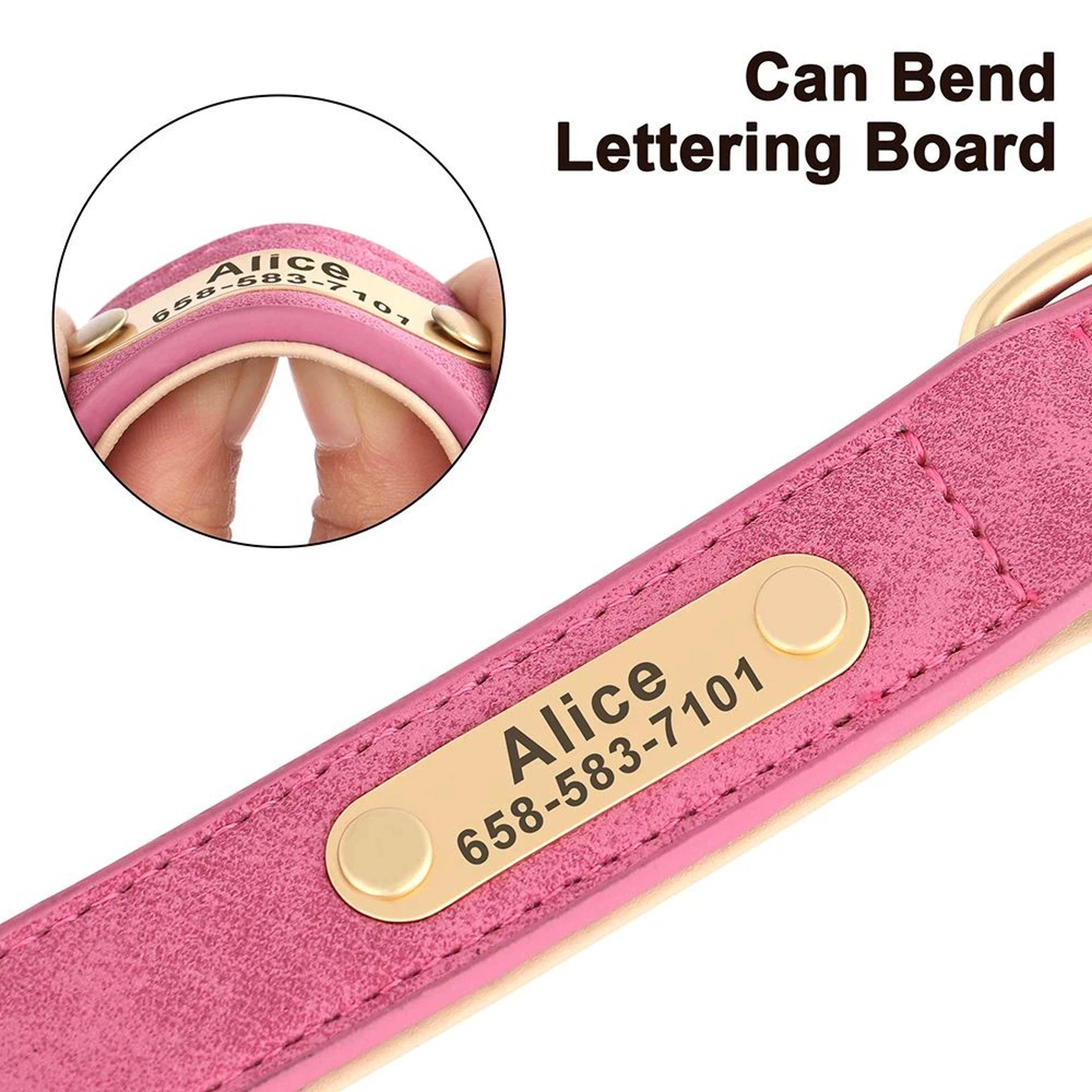 Personalized PU Leather Dog Collar With Free Engraved Nameplate  Custom ID Tag Collar For Small Med