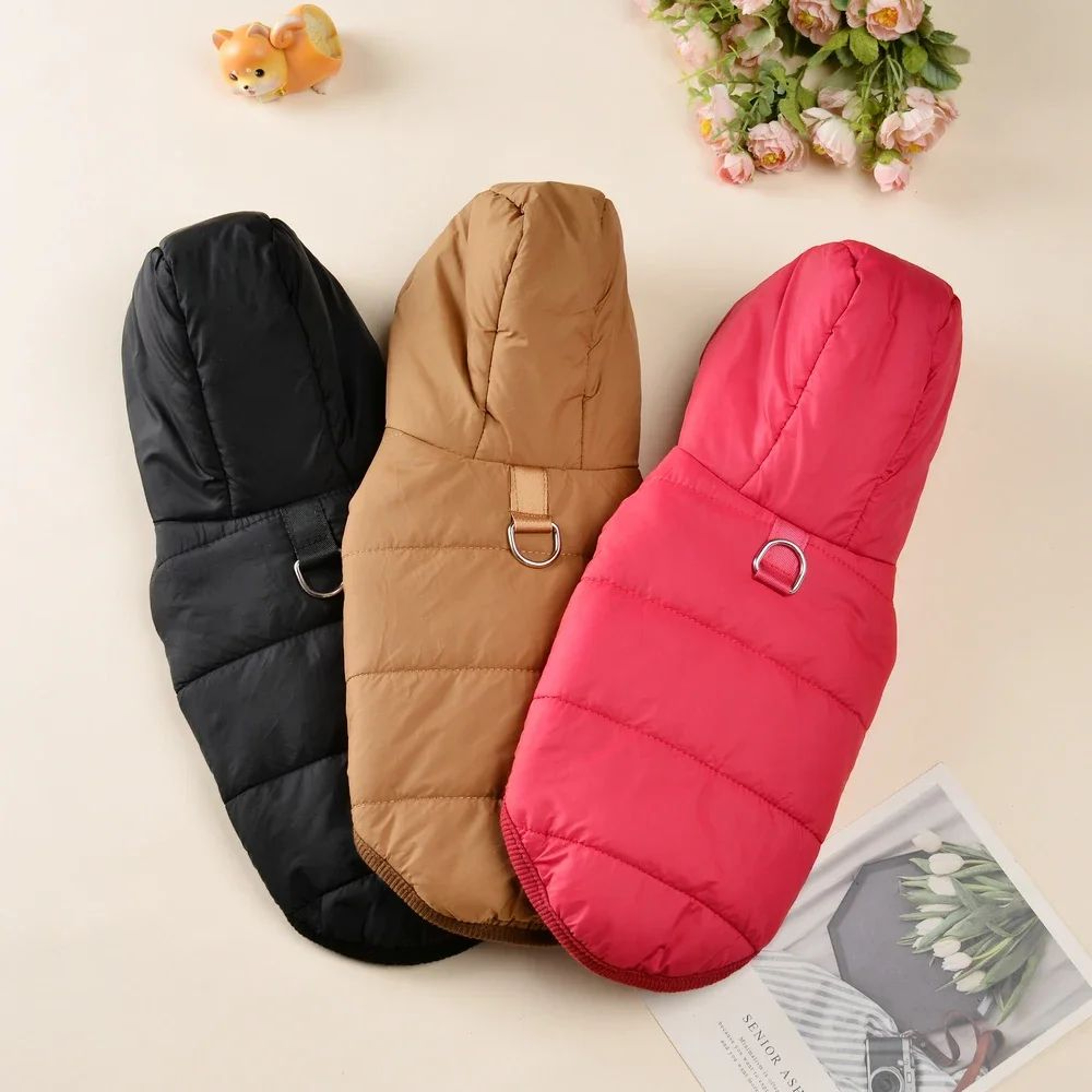 Warm Fleece Dog Hoodie Coat With DRing  Thick Windproof Winter Jacket For Small  Medium Dogs And Ca 1