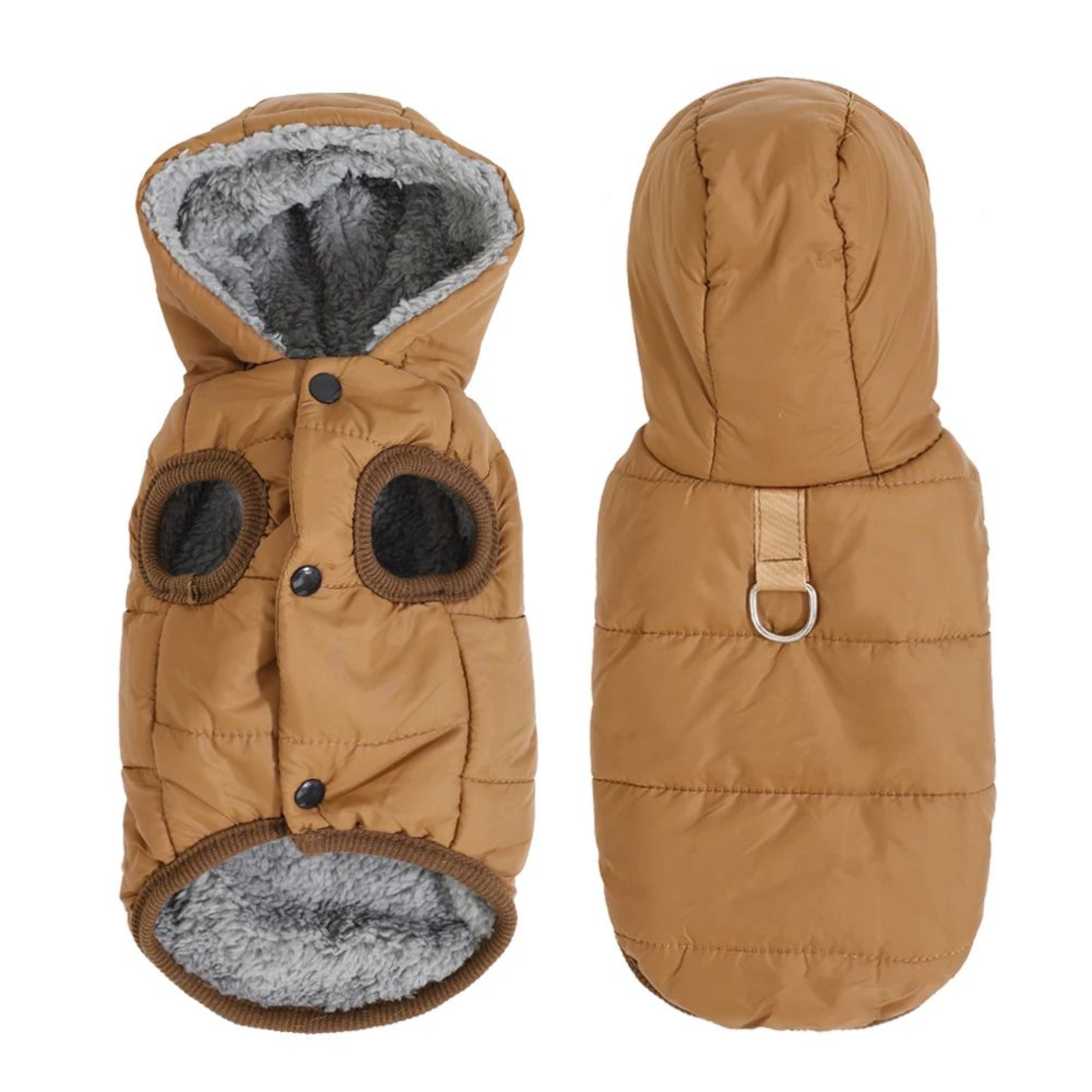 Warm Fleece Dog Hoodie Coat With DRing  Thick Windproof Winter Jacket For Small  Medium Dogs And Ca 3