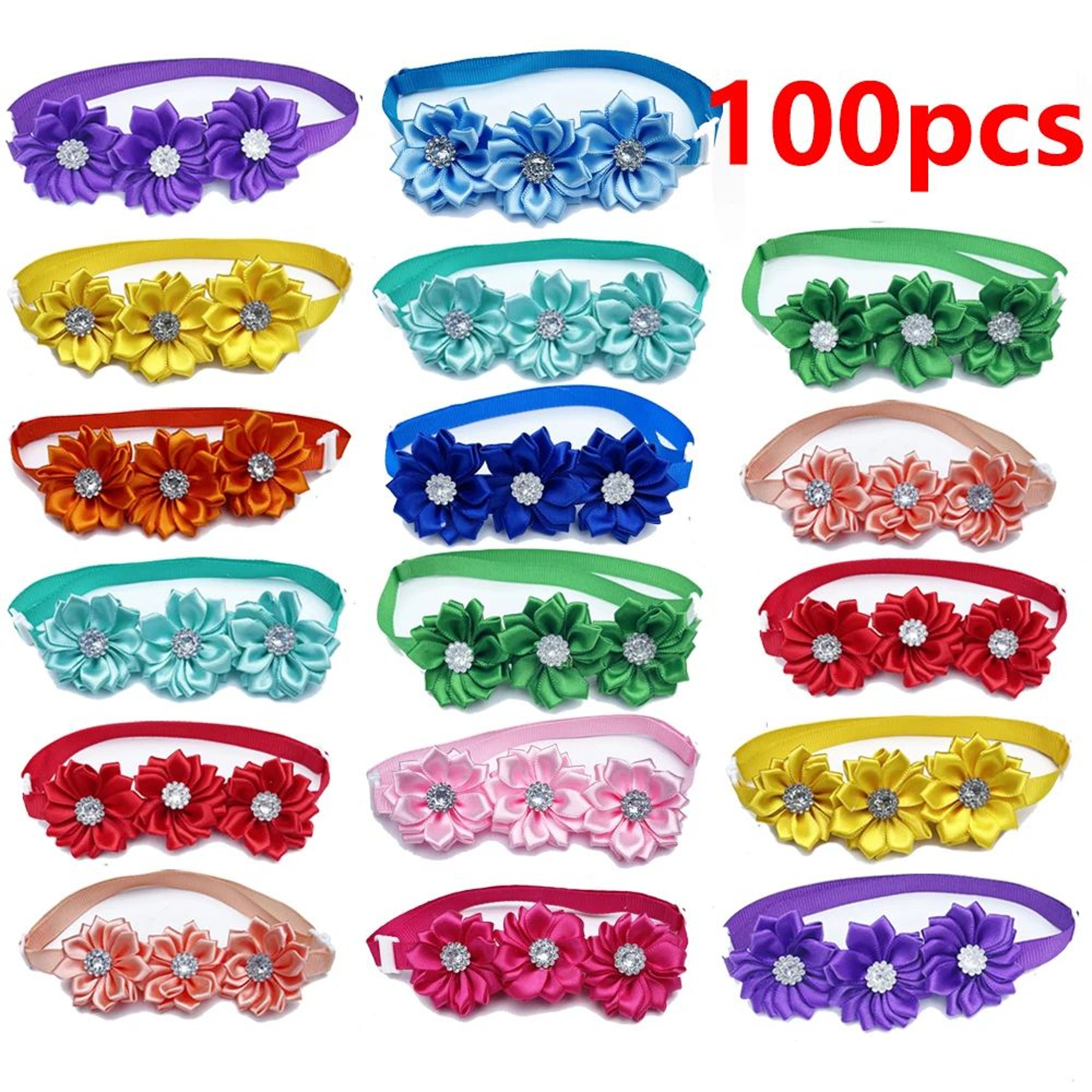 50100PCS Dog Bow Tie  Flower Collar Set  Adjustable Rhinestone Pet Accessories For Dogs Cats  Puppi 7