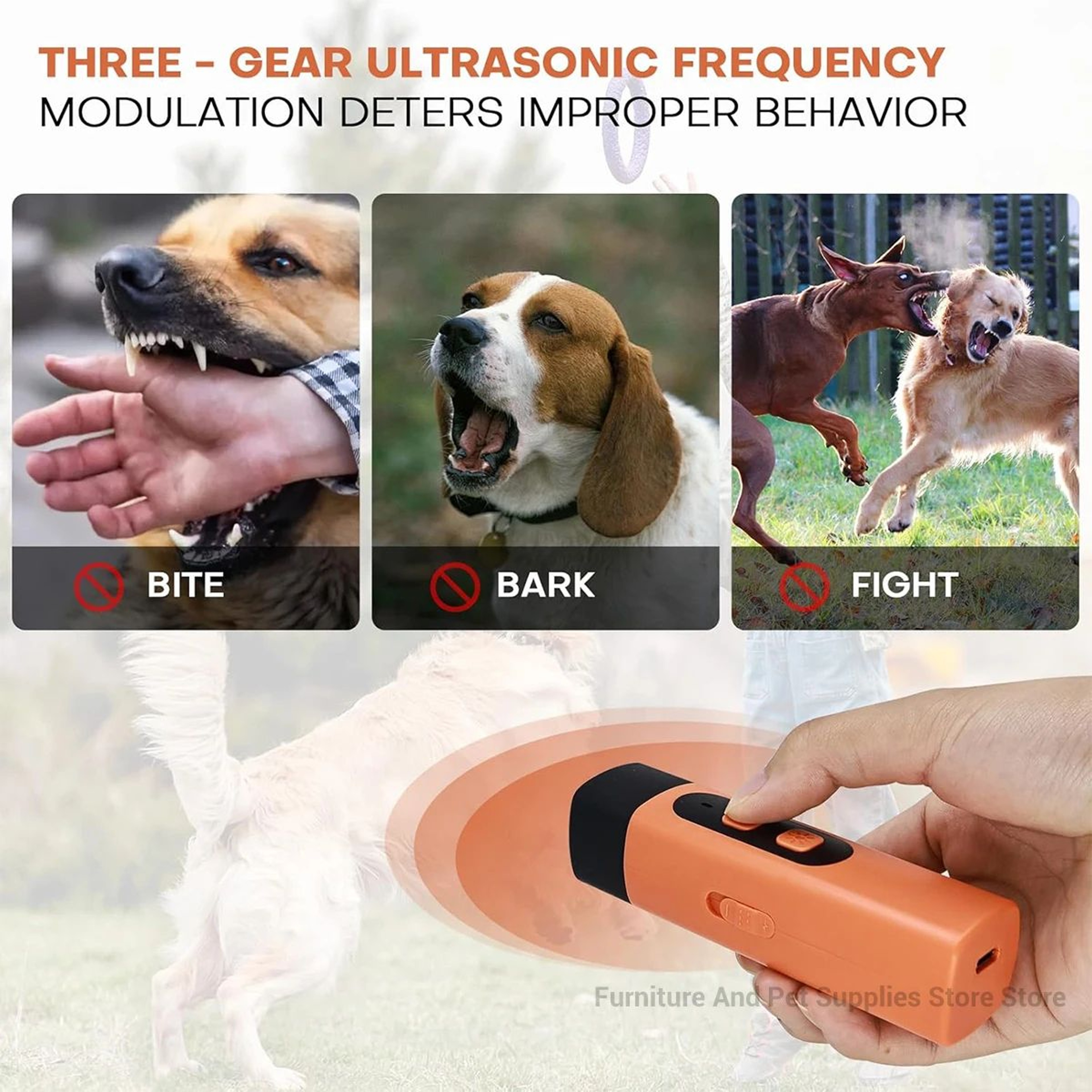 Rechargeable Ultrasonic Dog Training  Bark Control Device  AntiBark Pet Deterrent With LED Flashlig 1