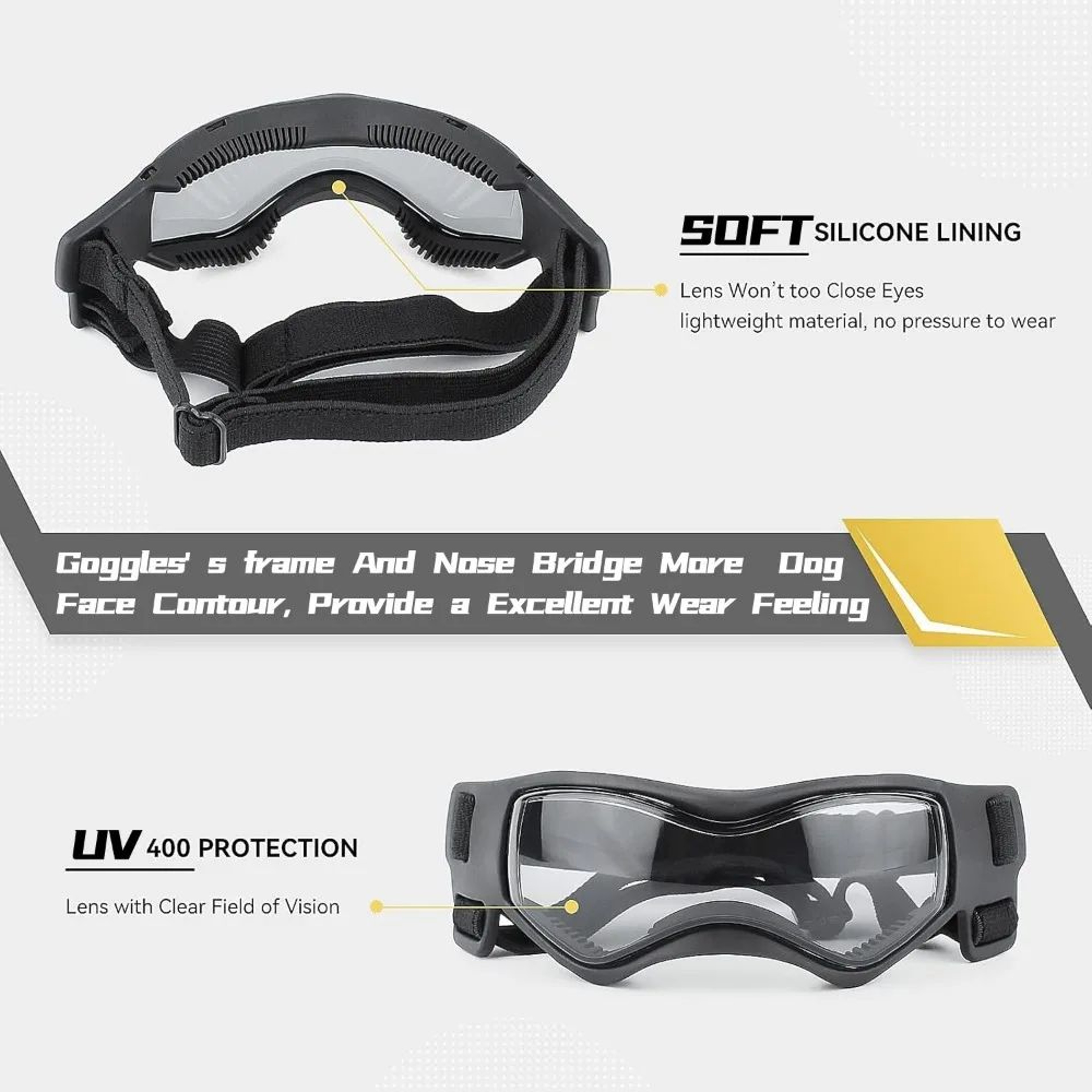 Adjustable Dog Sunglasses UV Protection Pet Goggles  Windproof Eye Shield Glasses For Small  Medium 2