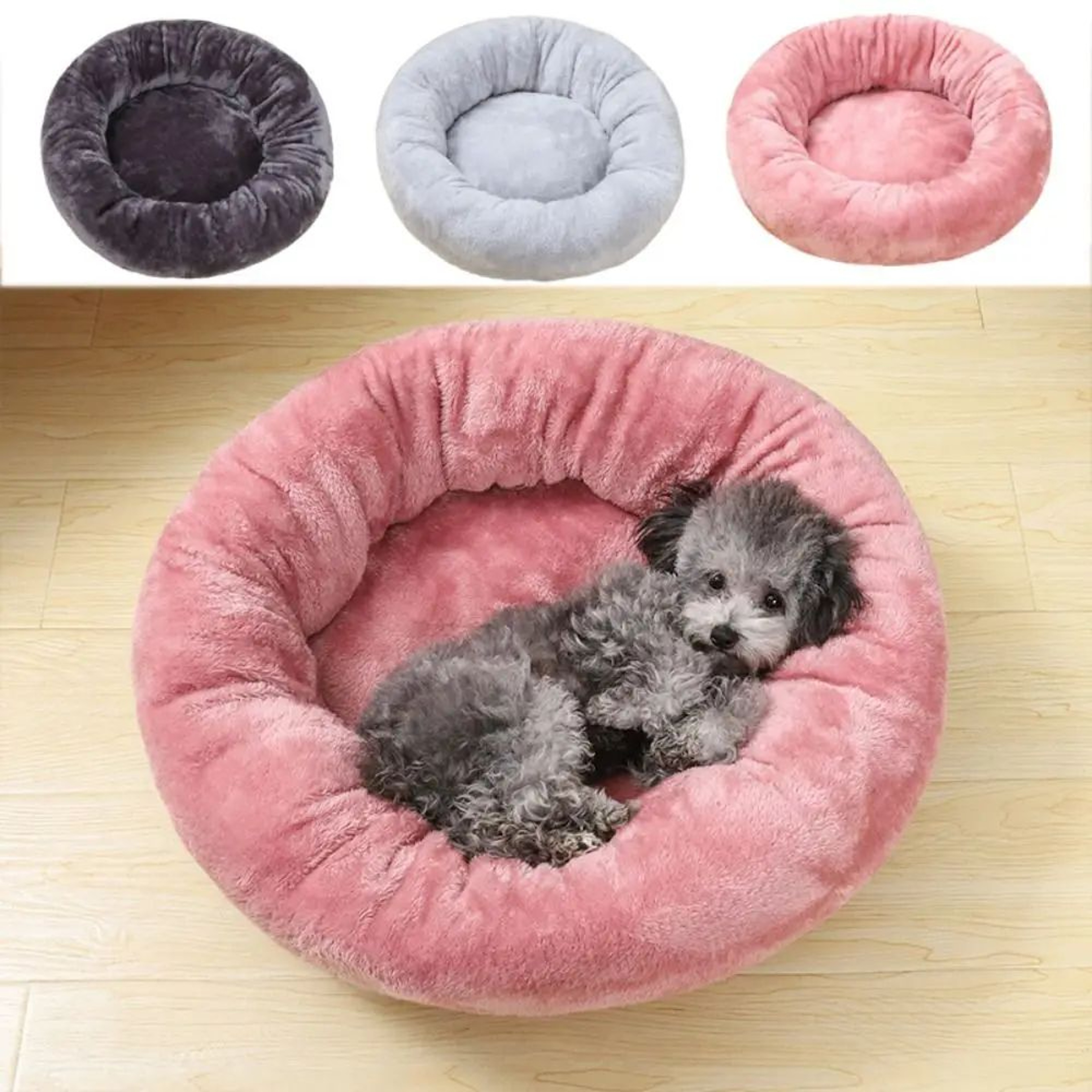 Comfortable Donut Pet Bed  Soft Plush Washable Round Cushion Sleeping Nest For Dogs Cats Puppies  K 1
