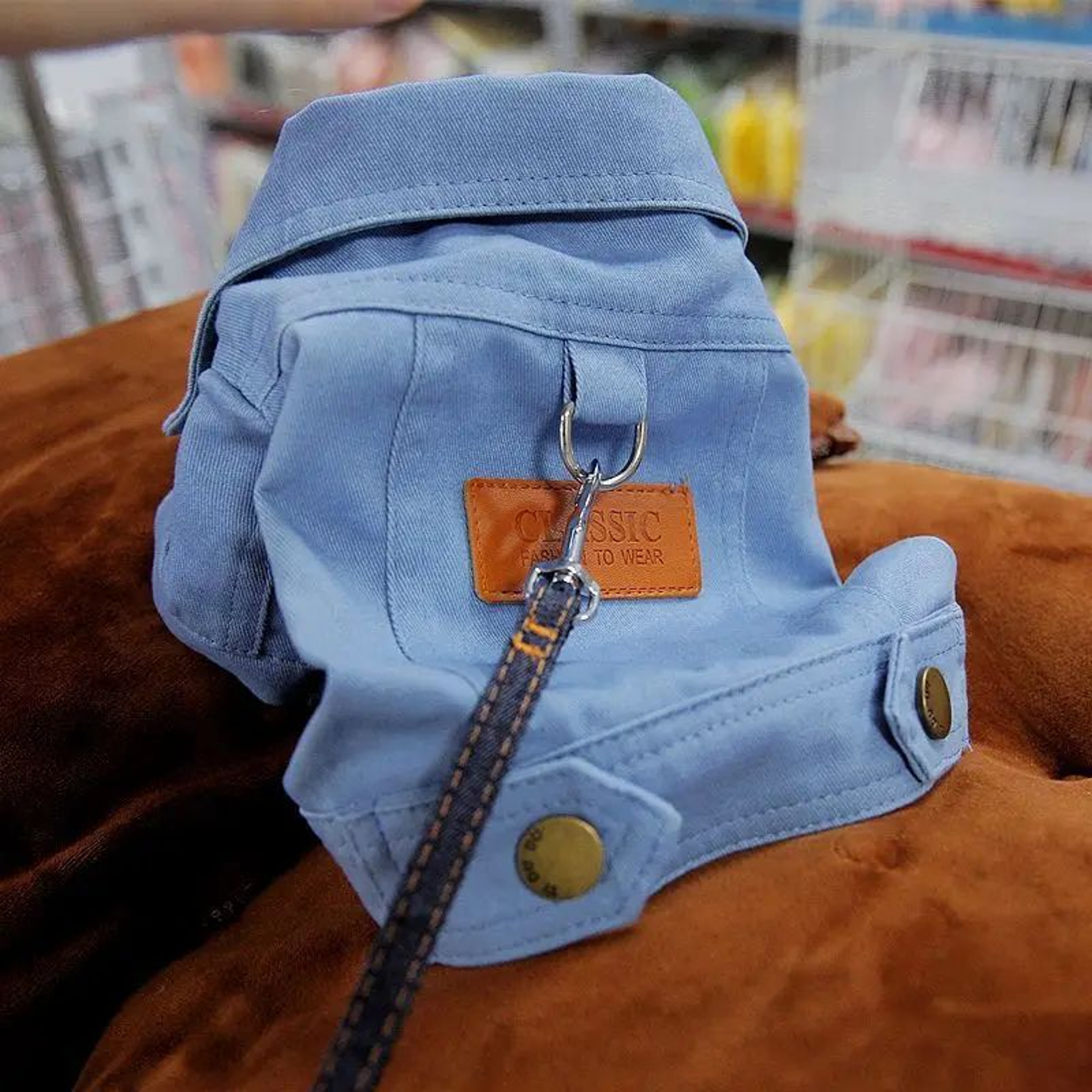 Denim Dog Jacket Harness Vest With DRing  Stylish Spring Puppy Outfit For Small  Medium Dogs 1