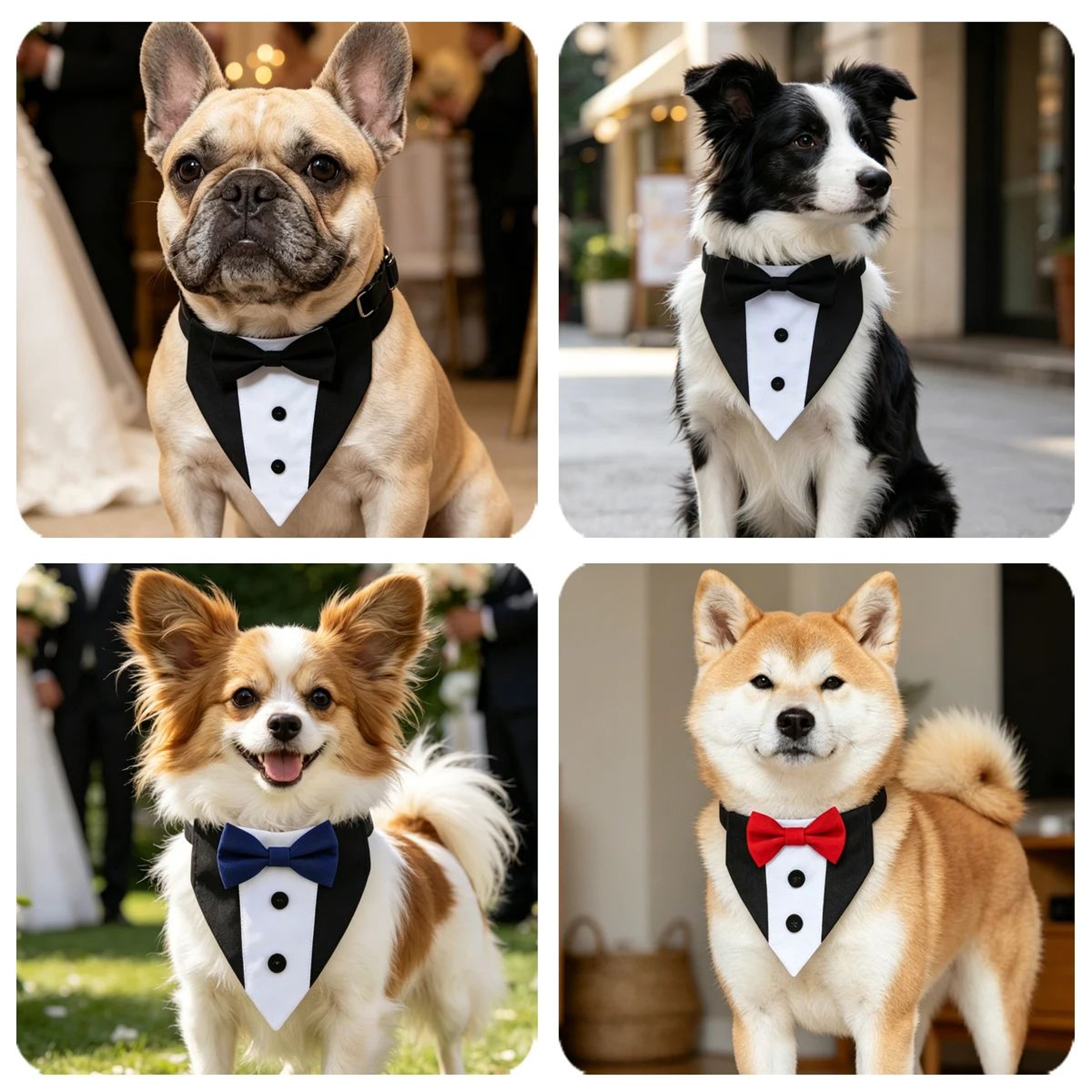 Pet Wedding Tuxedo Collar With Bow Tie Bandana  Adjustable Formal Dog  Cat Wedding Collar For Parti 3