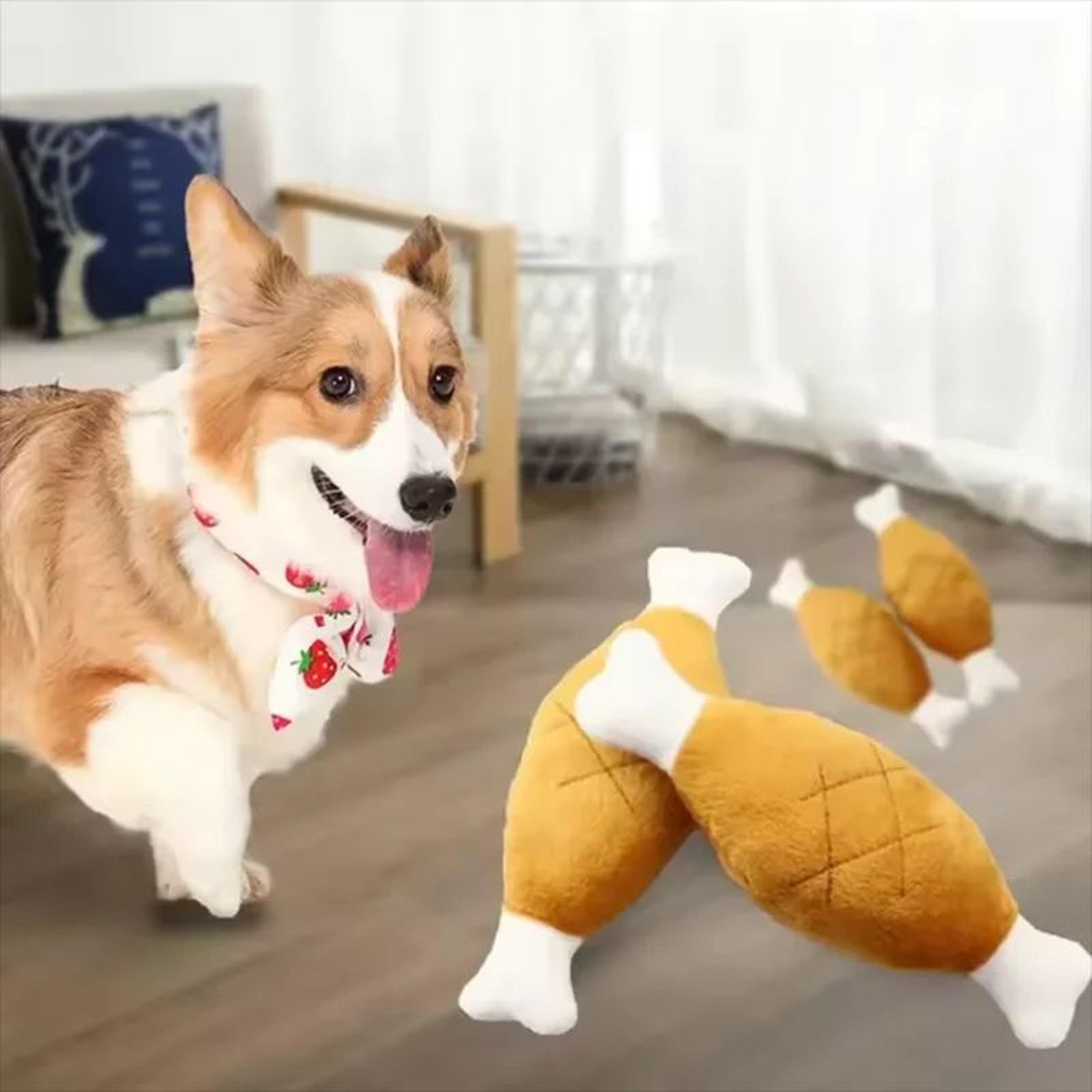 Interactive Plush Squeaky Chicken Leg Dog Toy  Soft BoneShaped Chew Toy For Small Medium  Large Dog 1