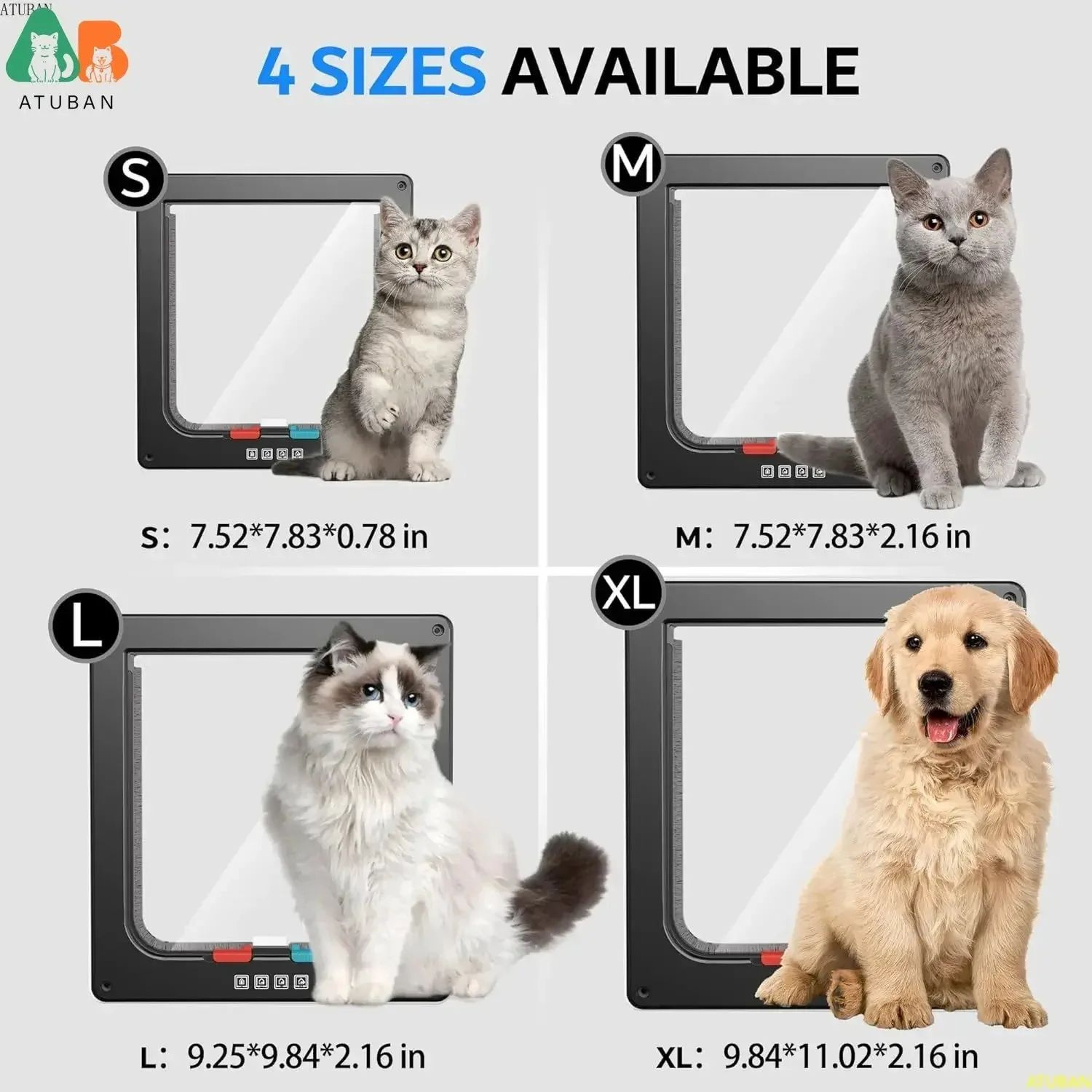 4Way Locking Weatherproof Pet Door Flap  Secure Cat  Small Dog Door For Interior  Exterior Access 2
