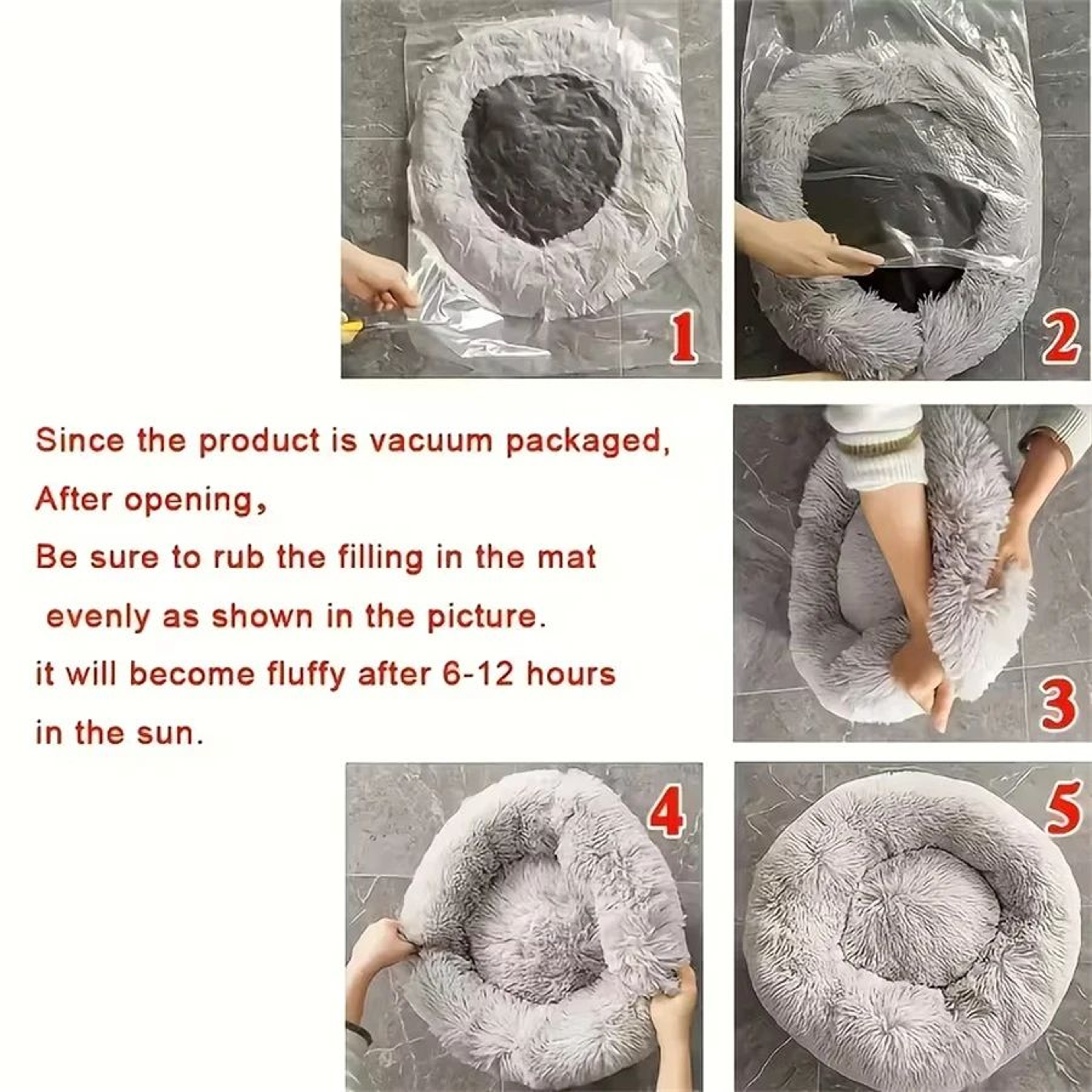 Calming Plush Donut Pet Bed  UltraSoft Faux Fur Washable Round Bed For Cats  Small To Medium Dogs 2