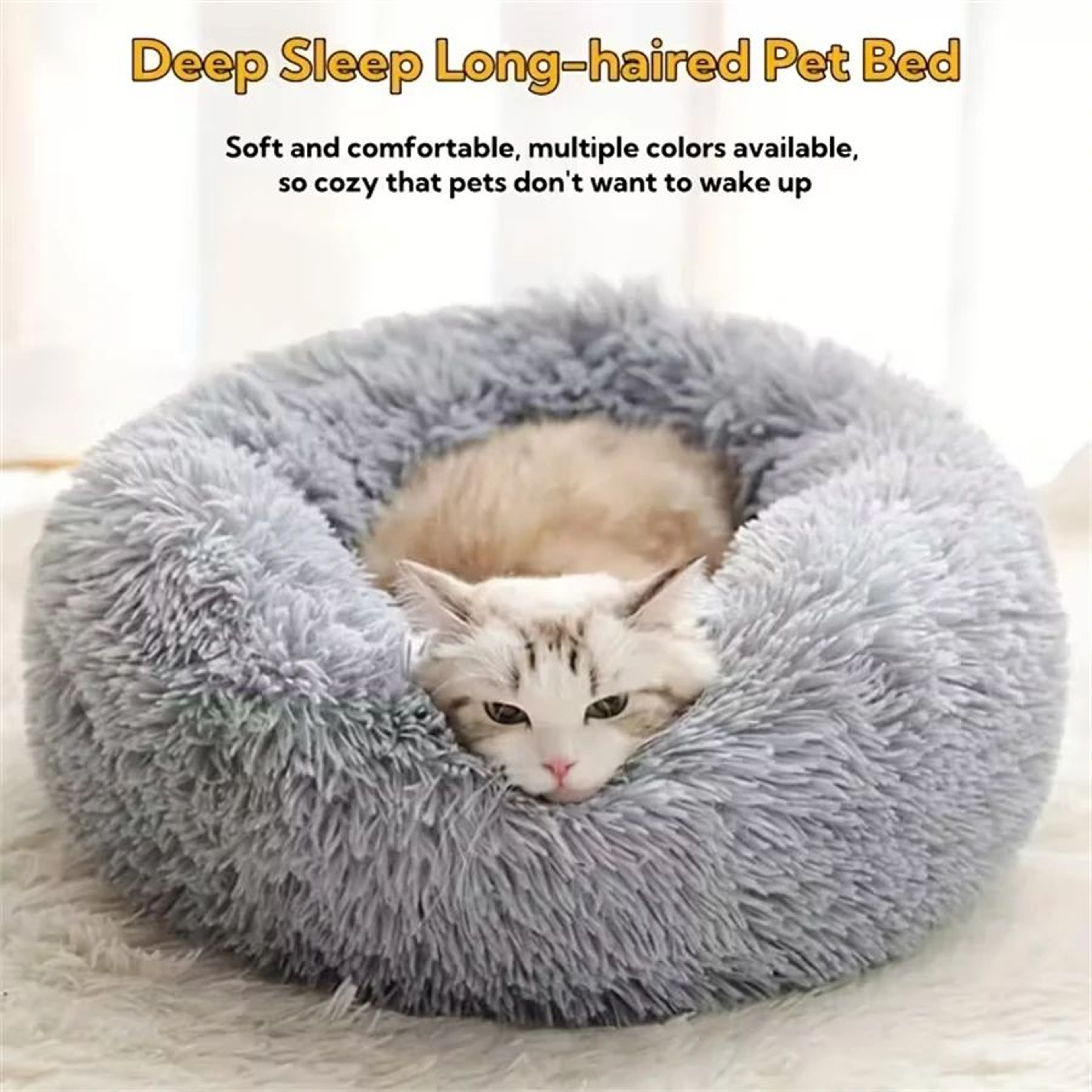 Calming Plush Donut Pet Bed  UltraSoft Faux Fur Washable Round Bed For Cats  Small To Medium Dogs 3