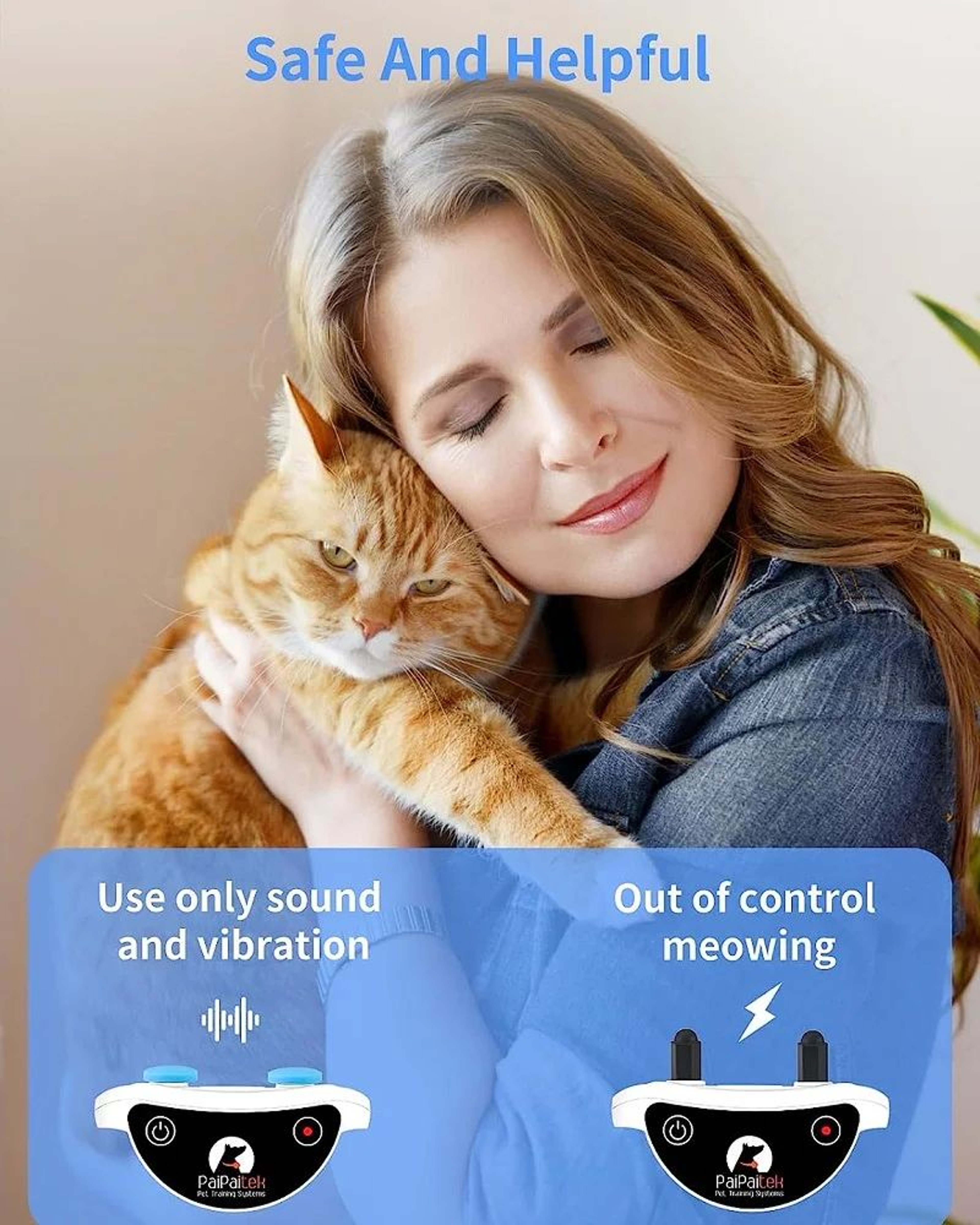 PaiPaitek Smart Cat Training Collar  Automatic  RemoteControl AntiMeowing Training Collar For Cats 2