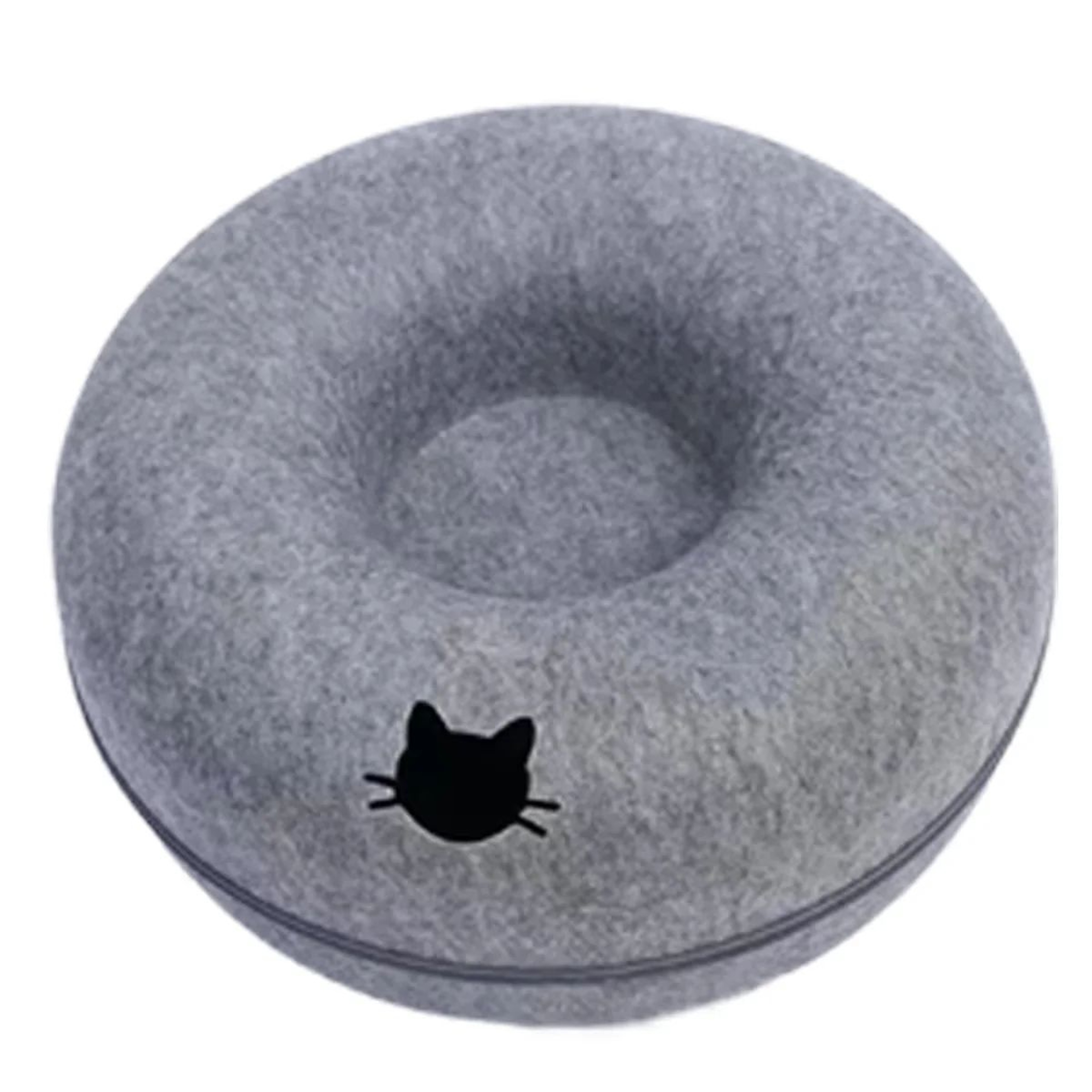 Interactive Felt Cat Tunnel Bed  Donut Nest Hideaway Scratcher  Sleeping Cave For Indoor Cats 7