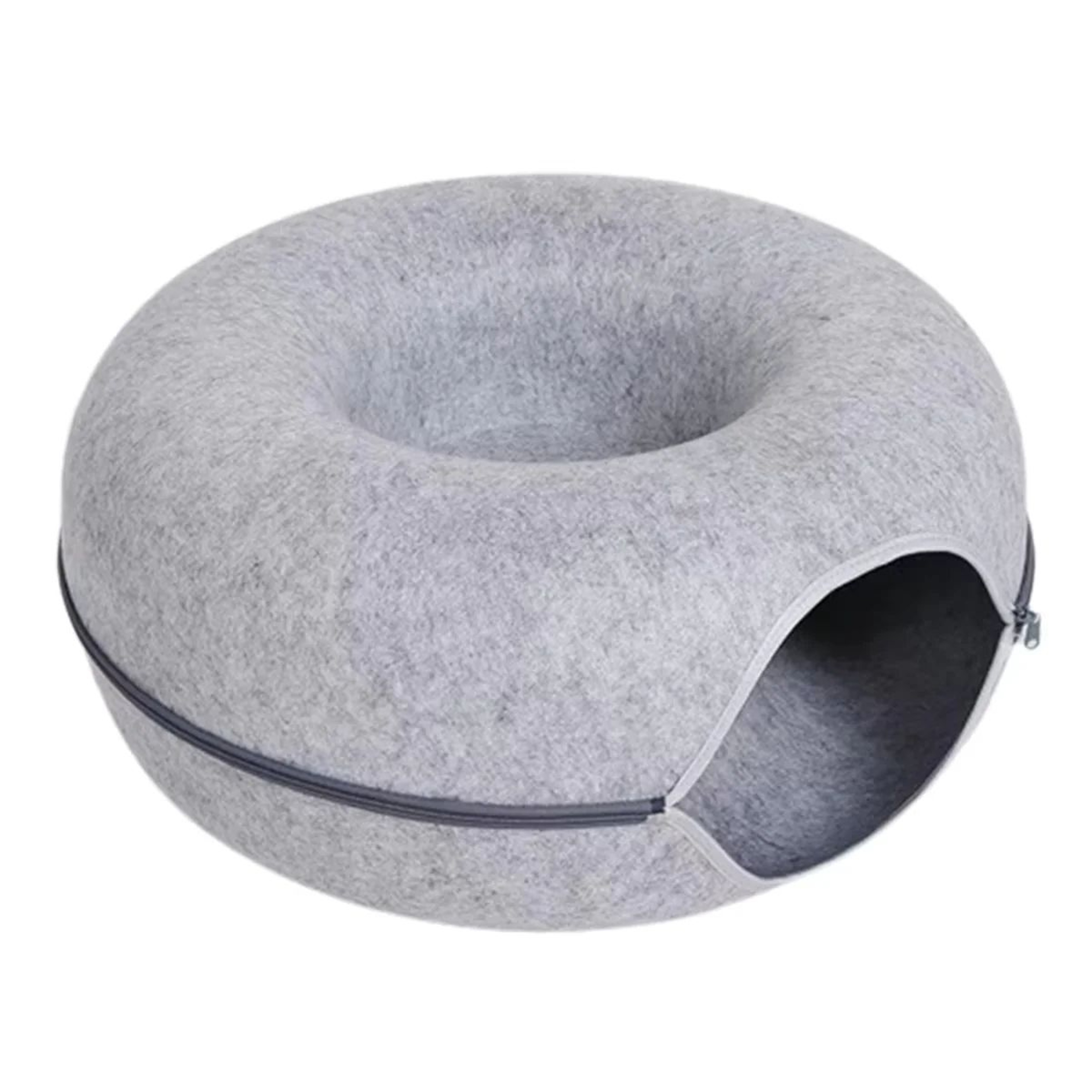 Interactive Felt Cat Tunnel Bed  Donut Nest Hideaway Scratcher  Sleeping Cave For Indoor Cats 8