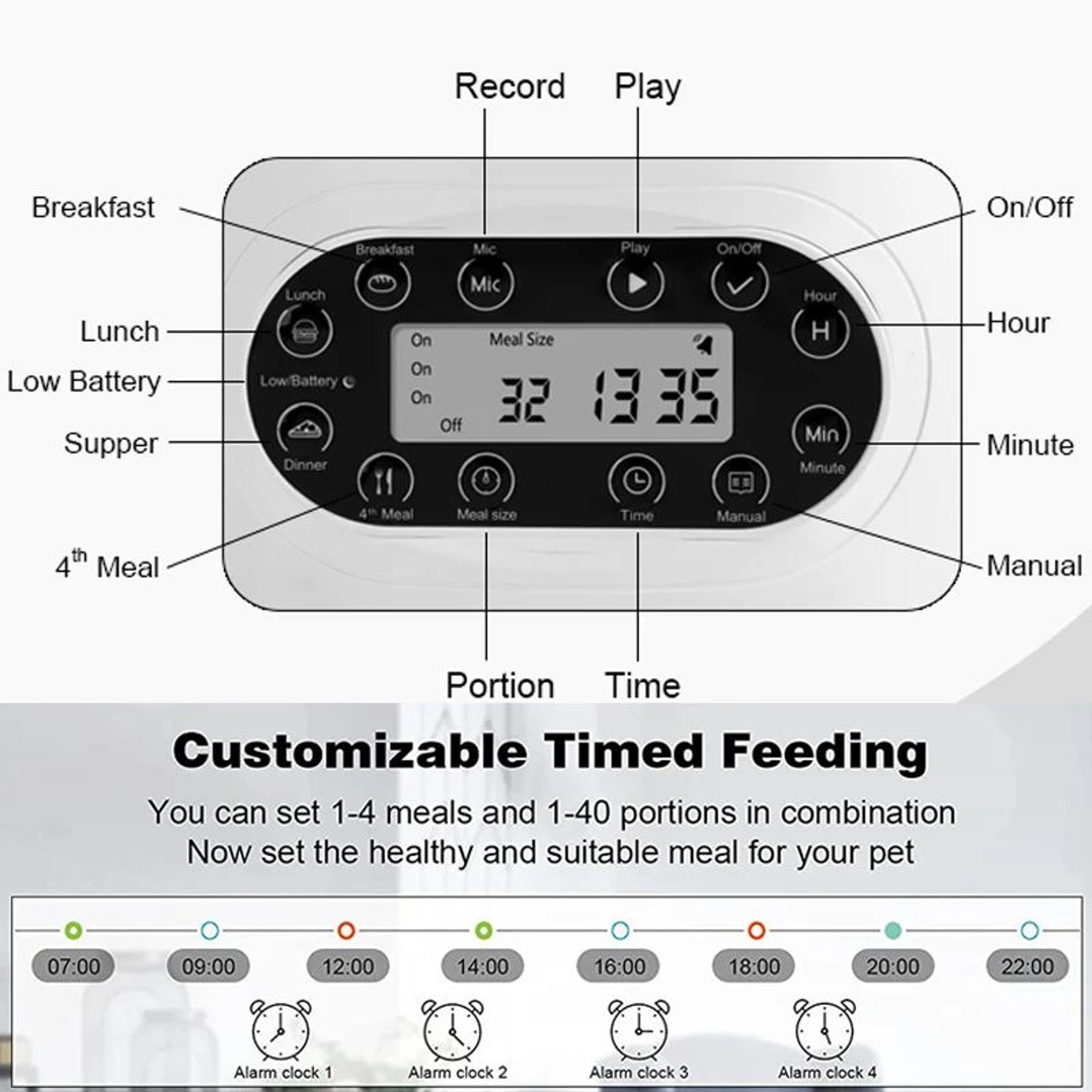 1014 Oz Smart Automatic Pet Feeder With APP Control  Dual Meal Cat  Dog Food Dispenser With Stainle 2
