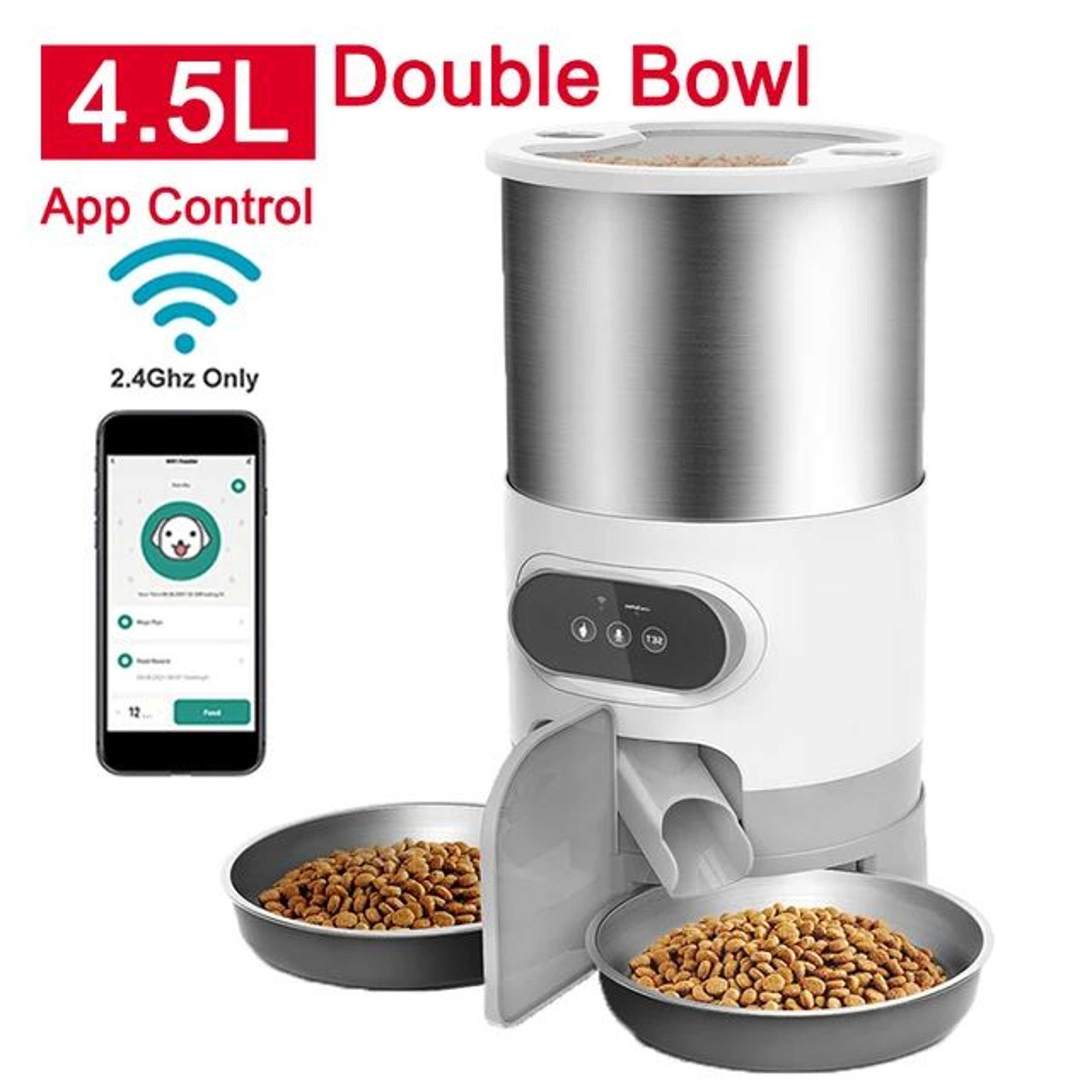 1014 Oz Smart Automatic Pet Feeder With APP Control  Dual Meal Cat  Dog Food Dispenser With Stainle 11