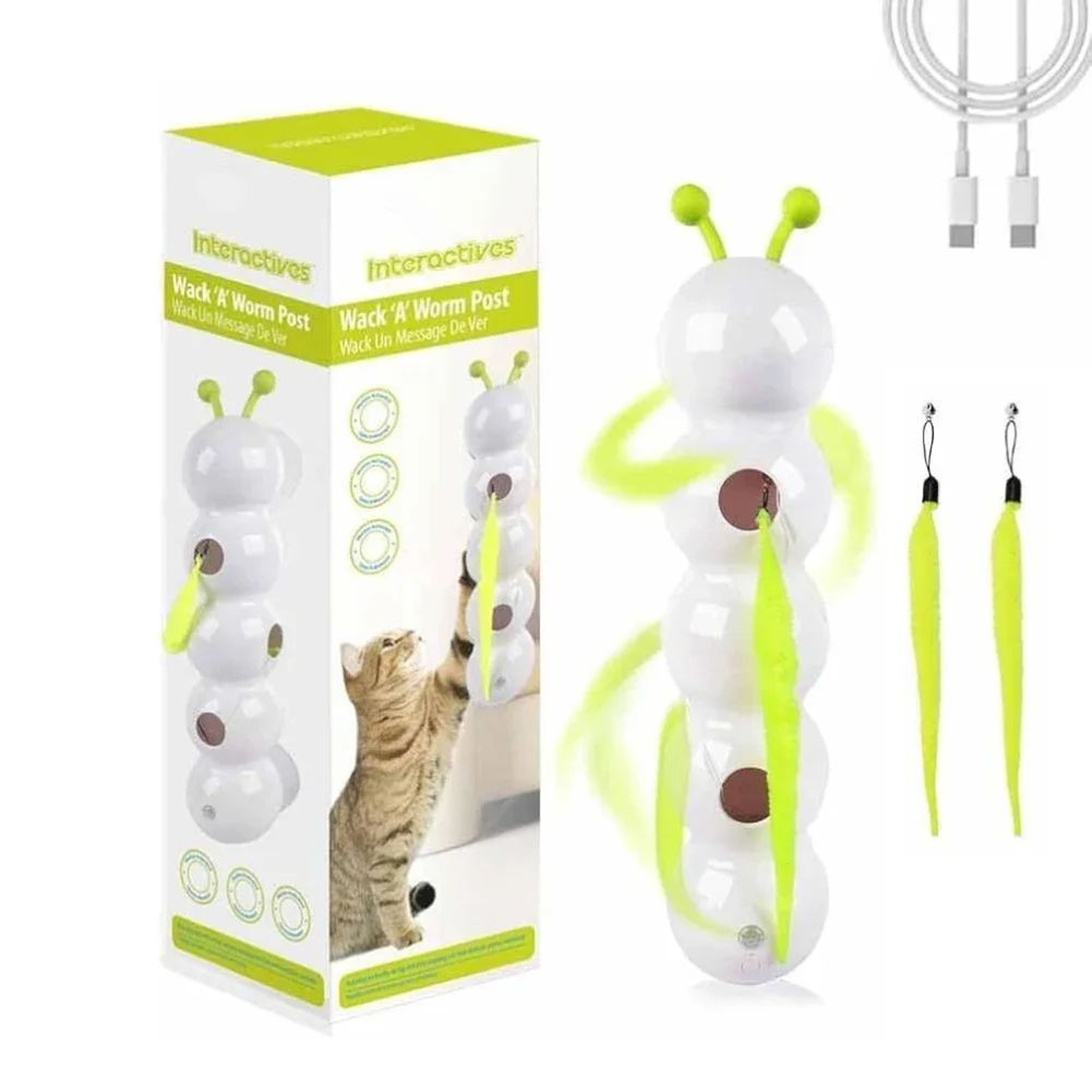 Motion Activated Interactive Cat Toy  Automatic WackAWorm Teaser With USB Rechargeable Sensor  Suct 0