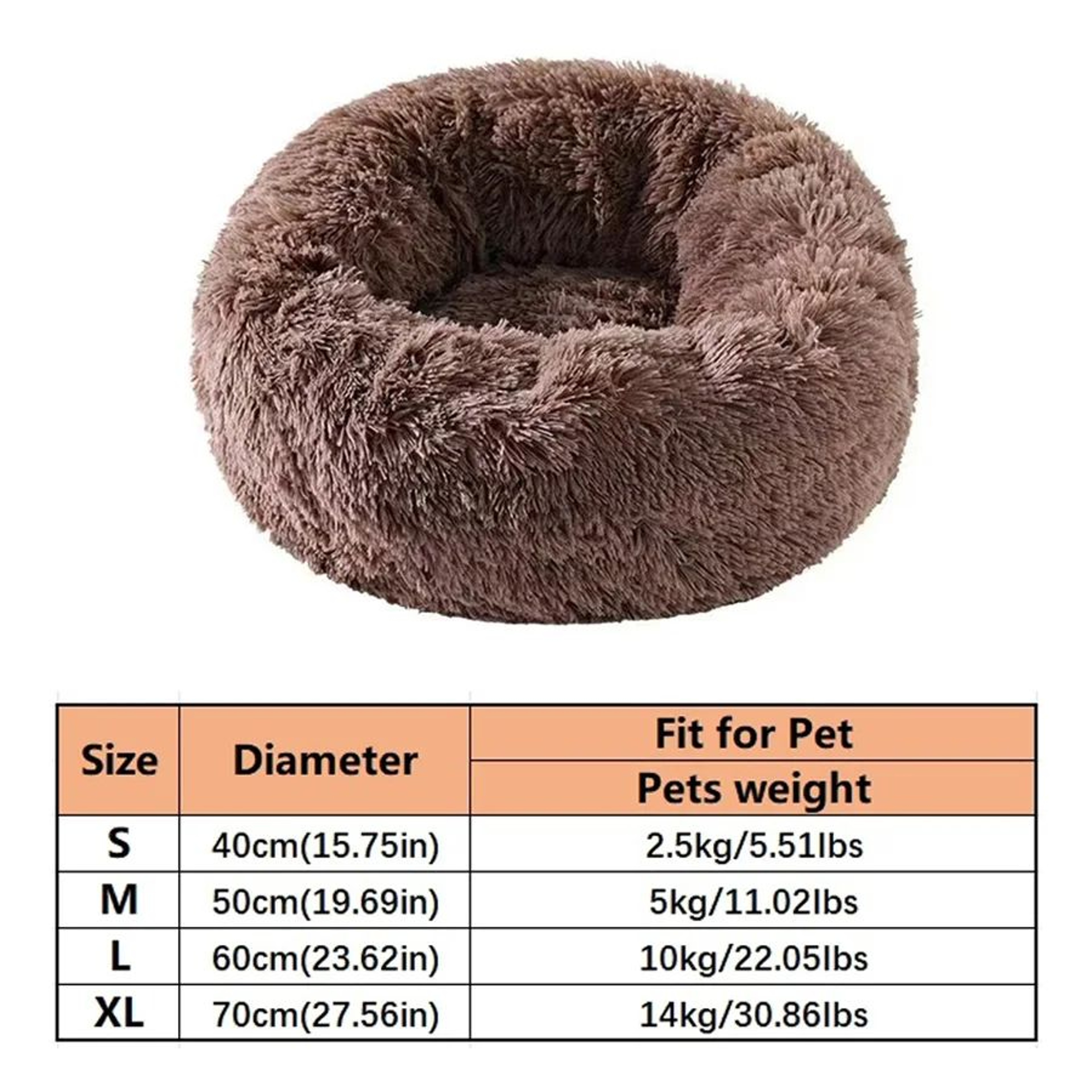 Calming Faux Fur Donut Dog  Cat Bed  Soft Plush AntiAnxiety Pet Sleeping Cushion For Small  Medium  10