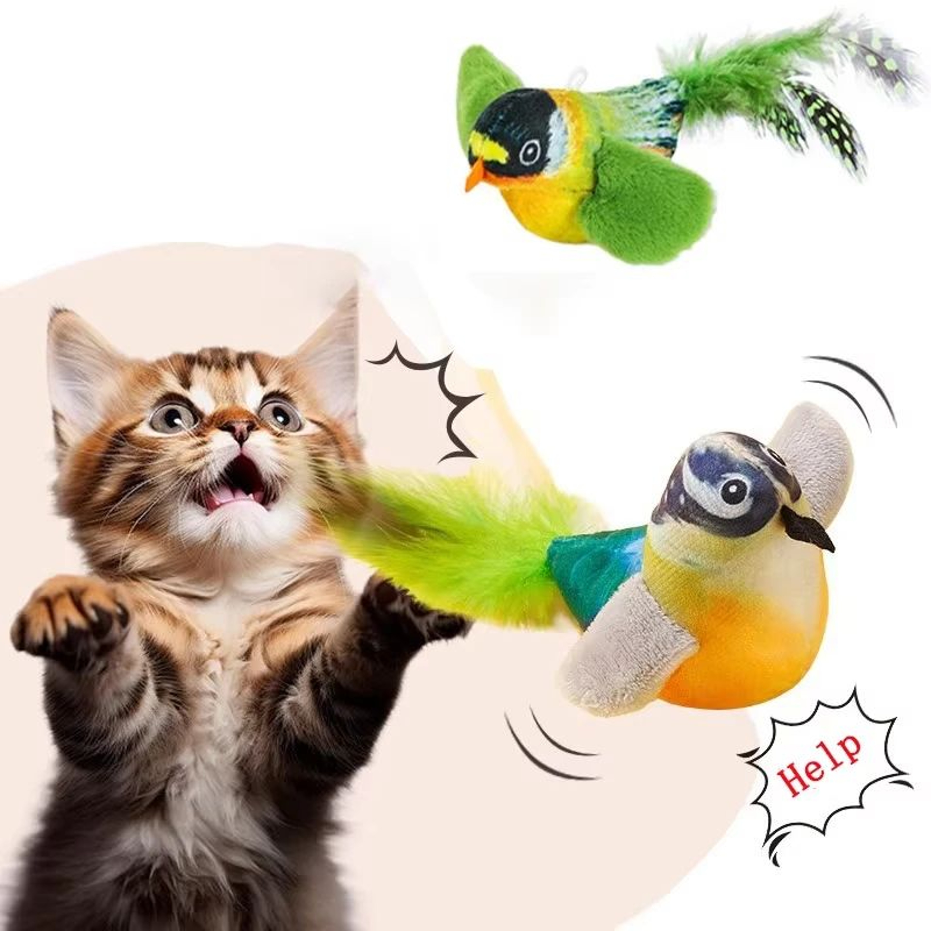 Interactive Chirping Bird Cat Toy With Catnip  Realistic Sound Plush Cat Toy For Indoor Cats  Kitte 0