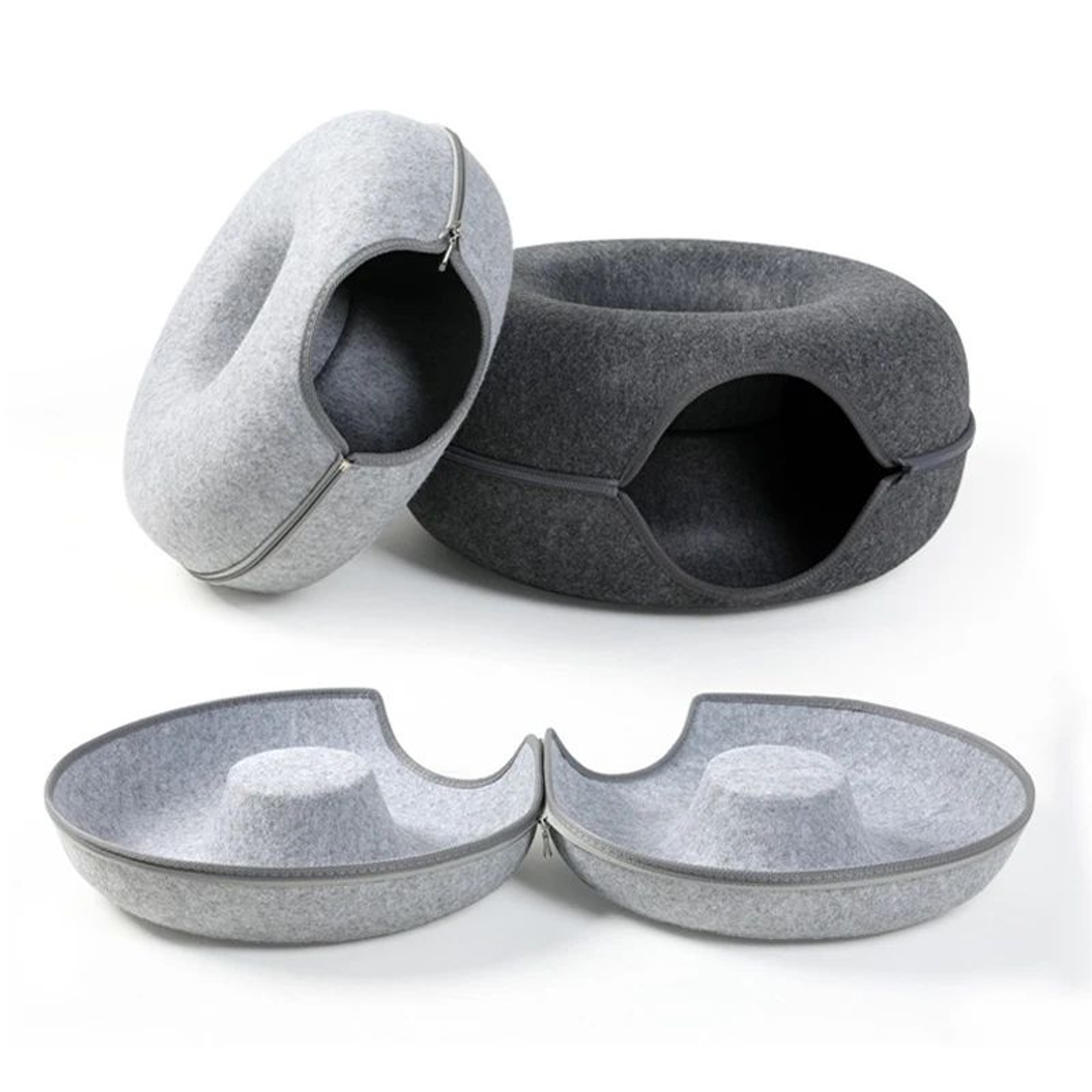 Donut Felt Cat Tunnel Bed  Foldable Interactive Cat Cave House  Play Tunnel Toy 1