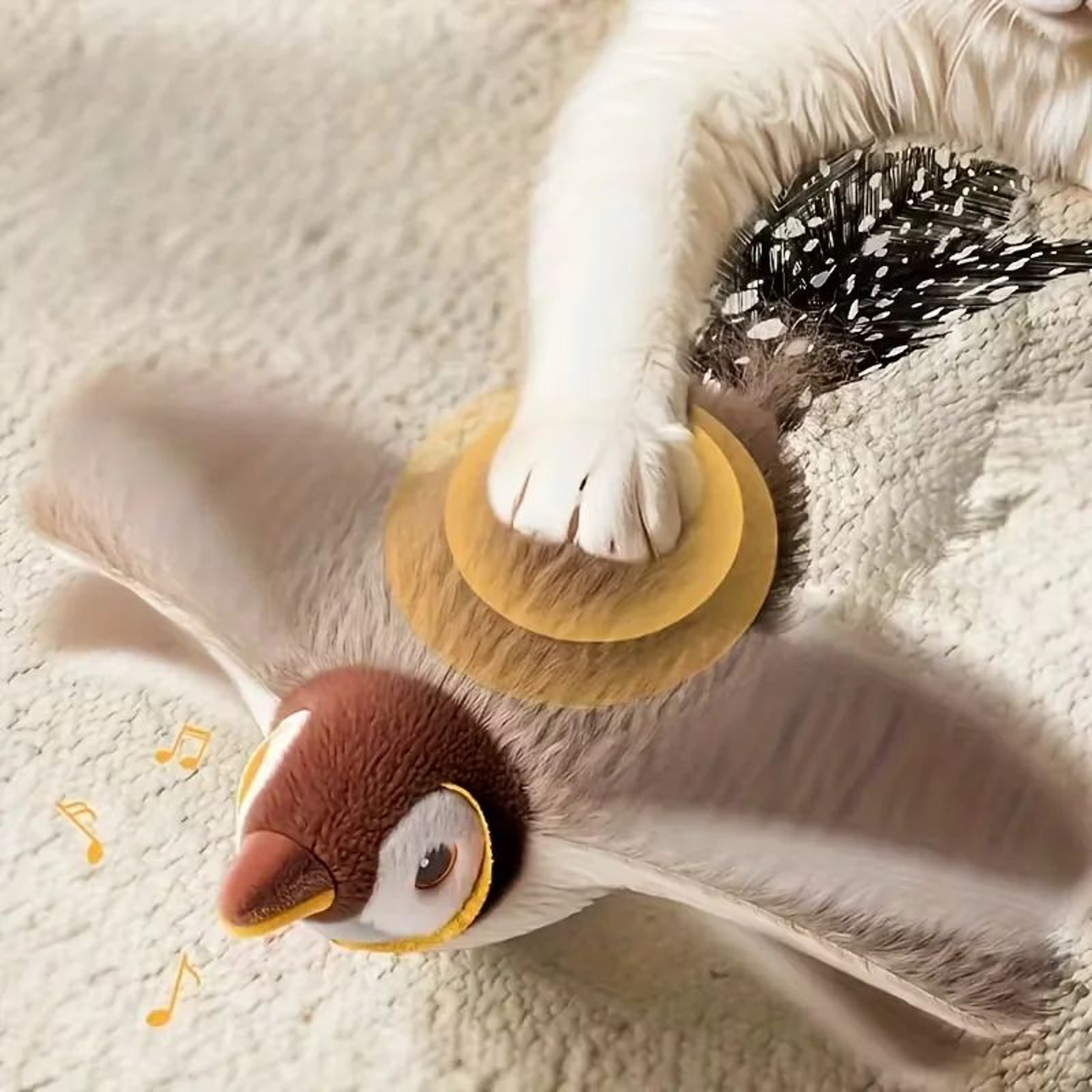 Rechargeable Flapping Sparrow Cat Toy  Interactive Chirping Bird With Touch Activation  USB Chargin 5