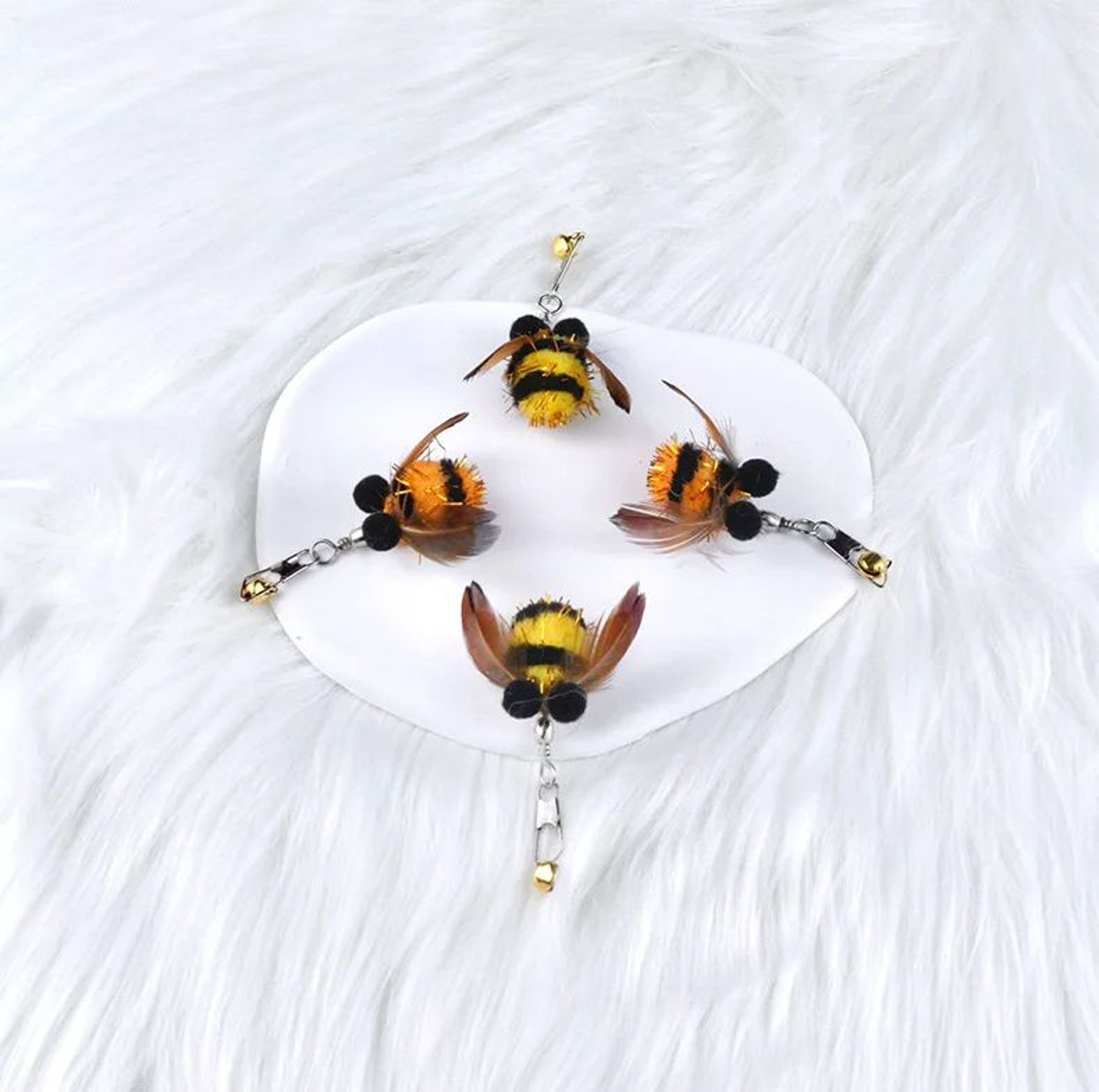 Interactive Cat Feather Teaser Toy  Simulated Insect Replacement Heads With Bell Attachment 3
