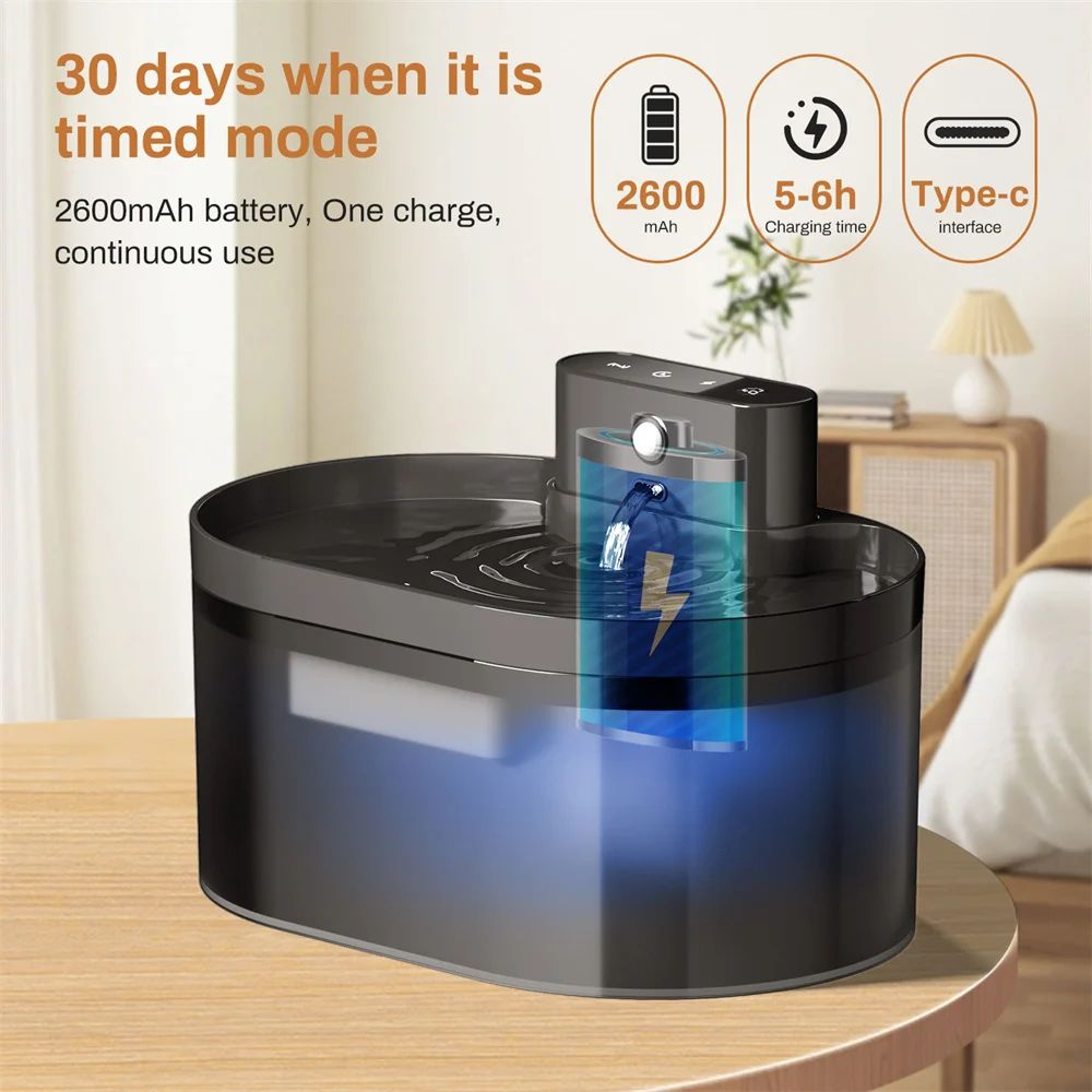 74 Oz Automatic Pet Water Fountain  Rechargeable Motion Sensor Drinking Dispenser For Cats  Dogs 1