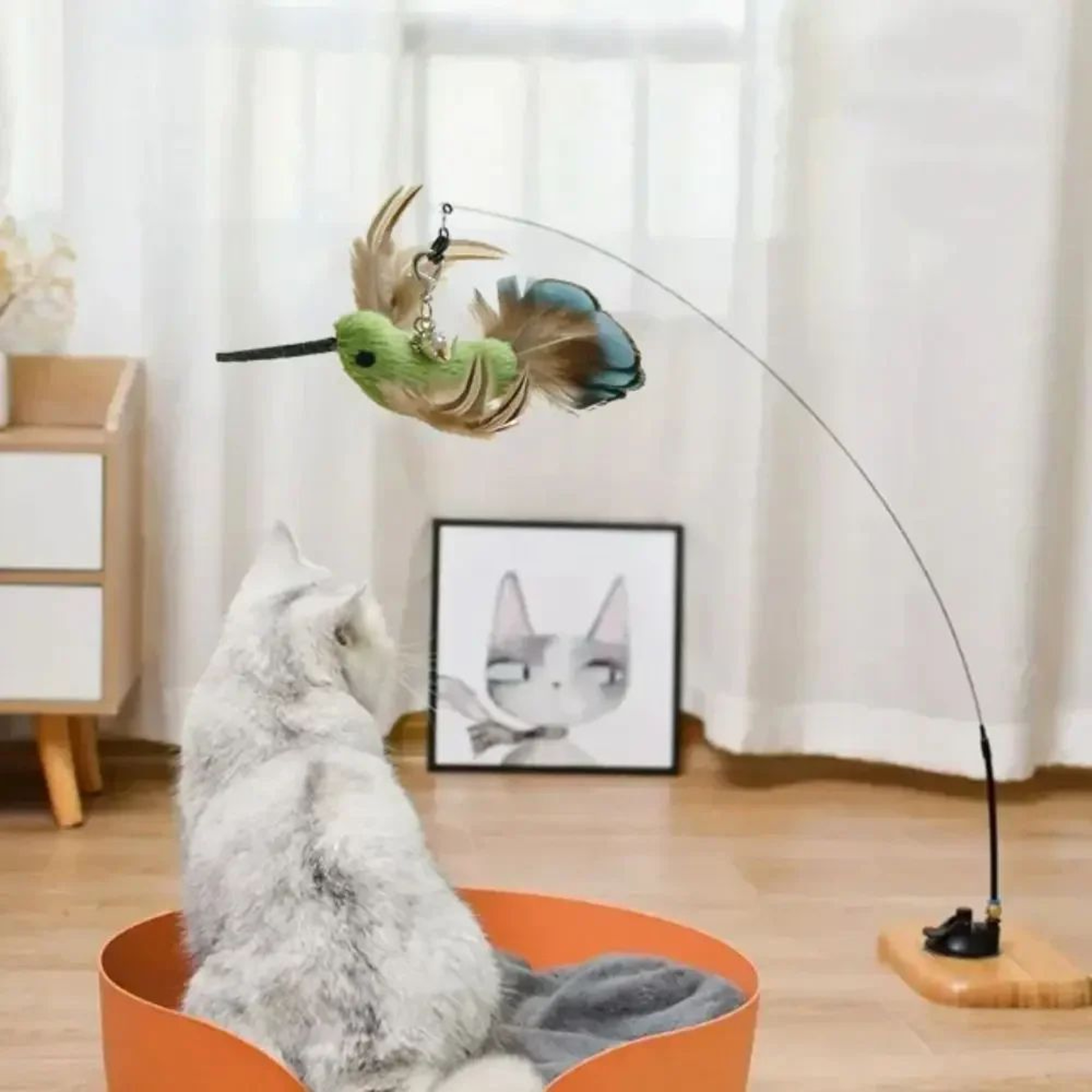 Interactive Feather Bird Cat Teaser Toy  Replacement Wand Head With Realistic Plush Bird Attachment 4