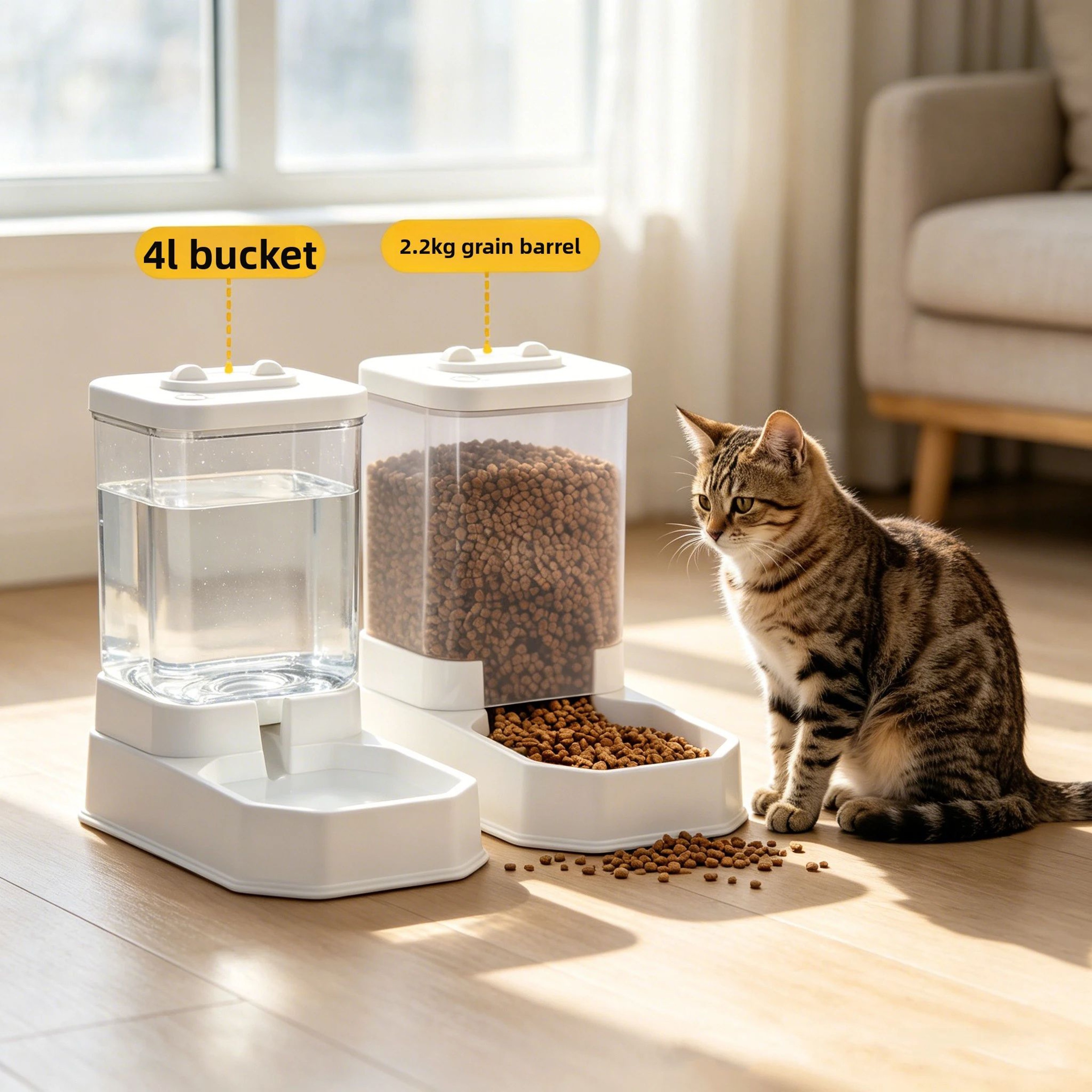 135 Oz Automatic Pet Feeder  Water Dispenser Set  Gravity Food Station For Cats  Dogs 0