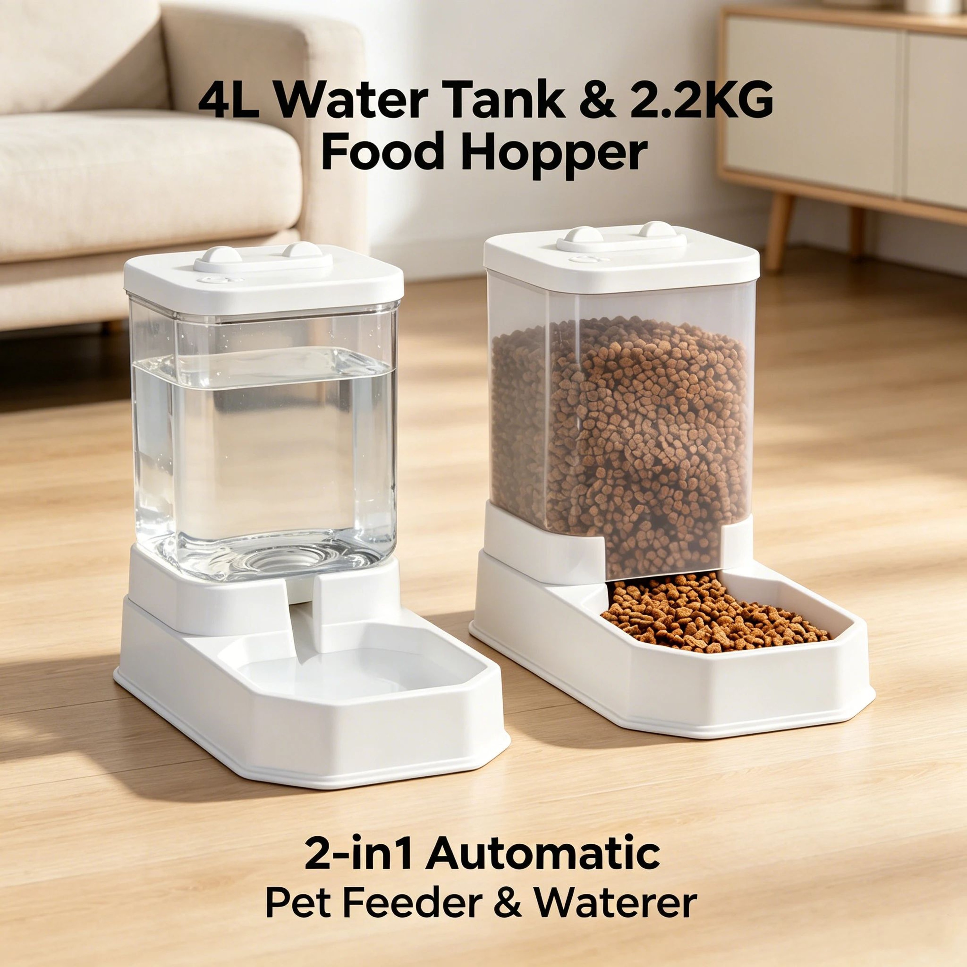 135 Oz Automatic Pet Feeder  Water Dispenser Set  Gravity Food Station For Cats  Dogs 2