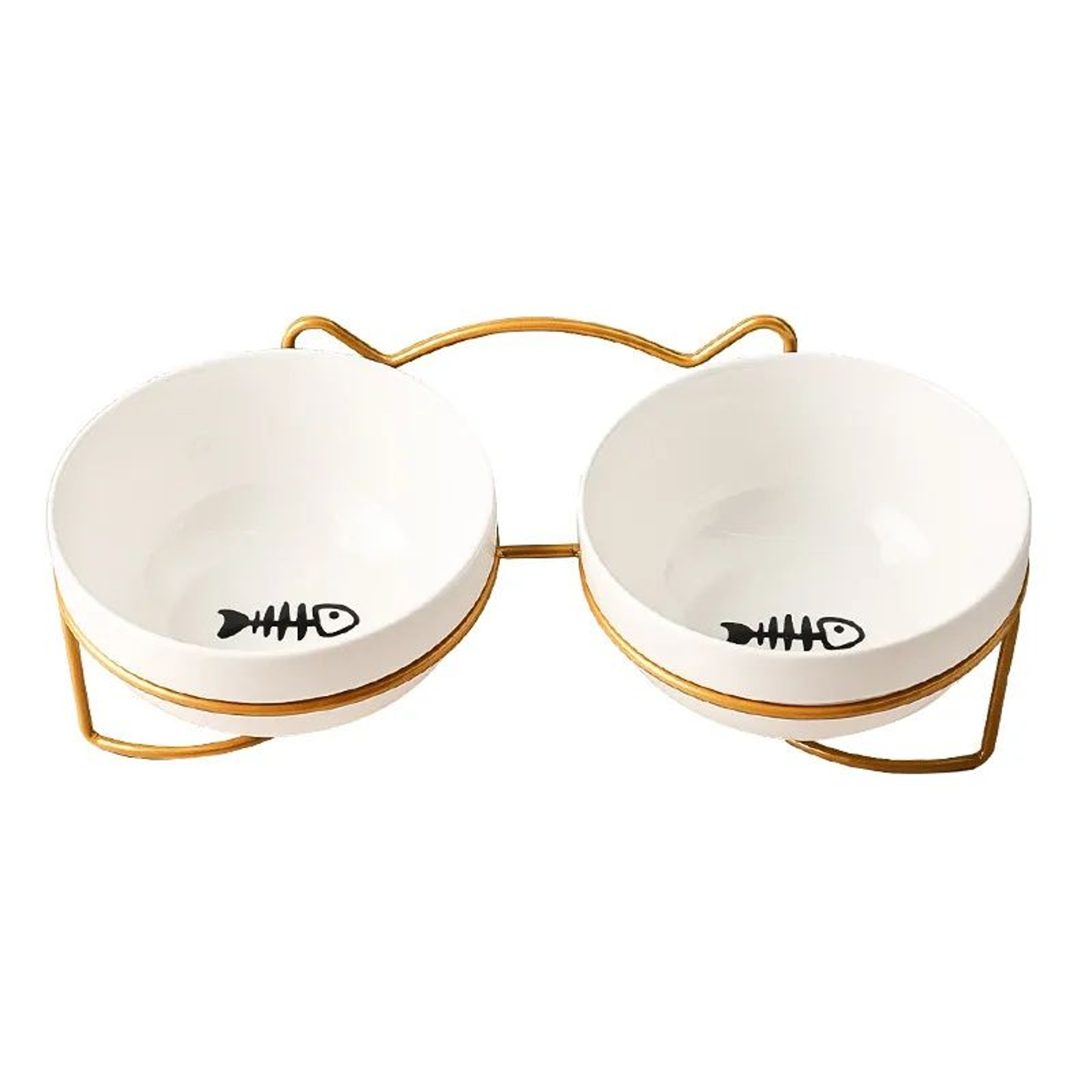 Ceramic Double Elevated Pet Bowl  Cervical Support Food  Water Feeder For Cats  Small Dogs 14