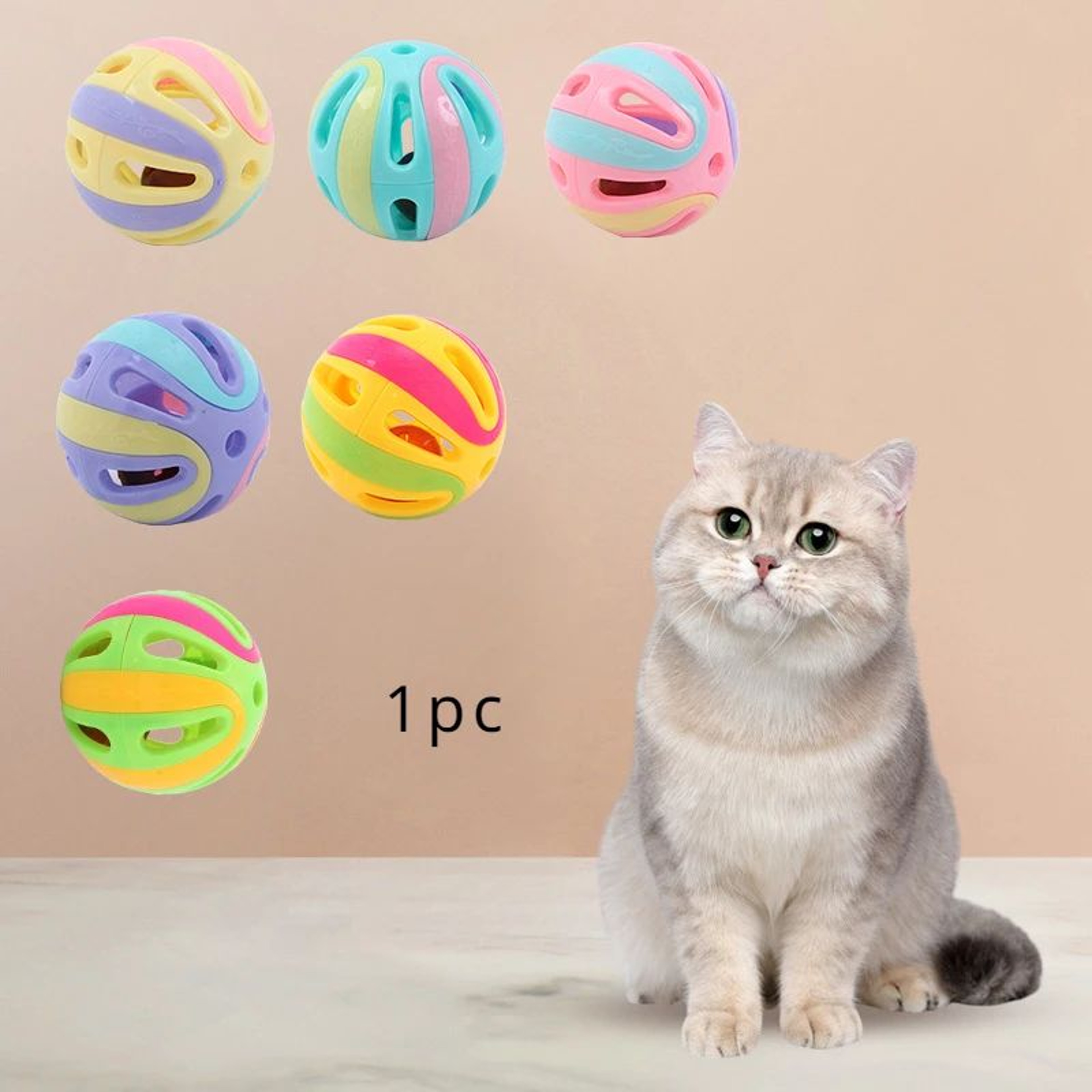 Colorful Bell Cat Ball Toy  Interactive Jingle Chase Ball For Cats  Kittens 6
