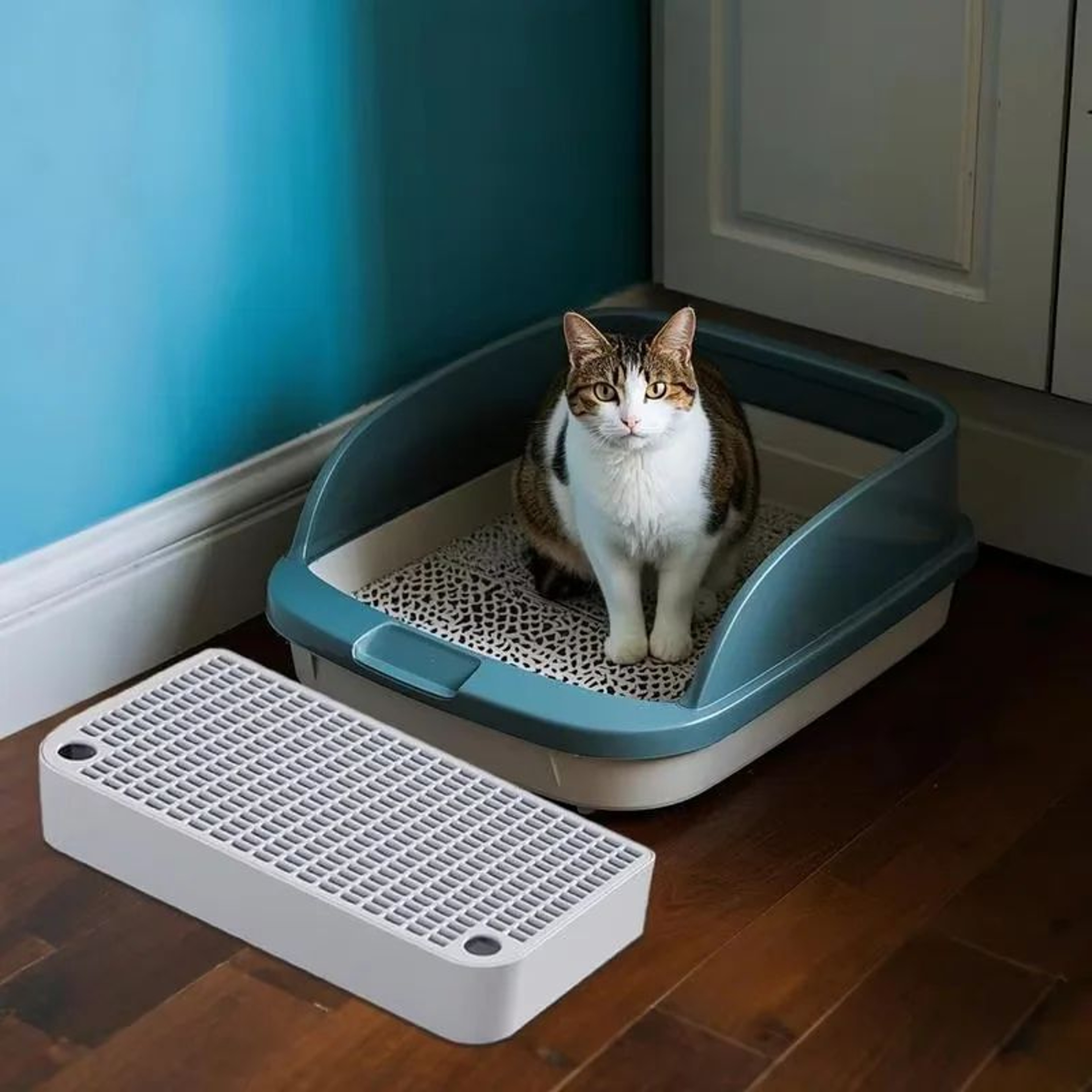 Waterproof Cat Litter Box Step Ramp  Litter Trapping Pedal With Filter Mat For Cleaner Floors 4