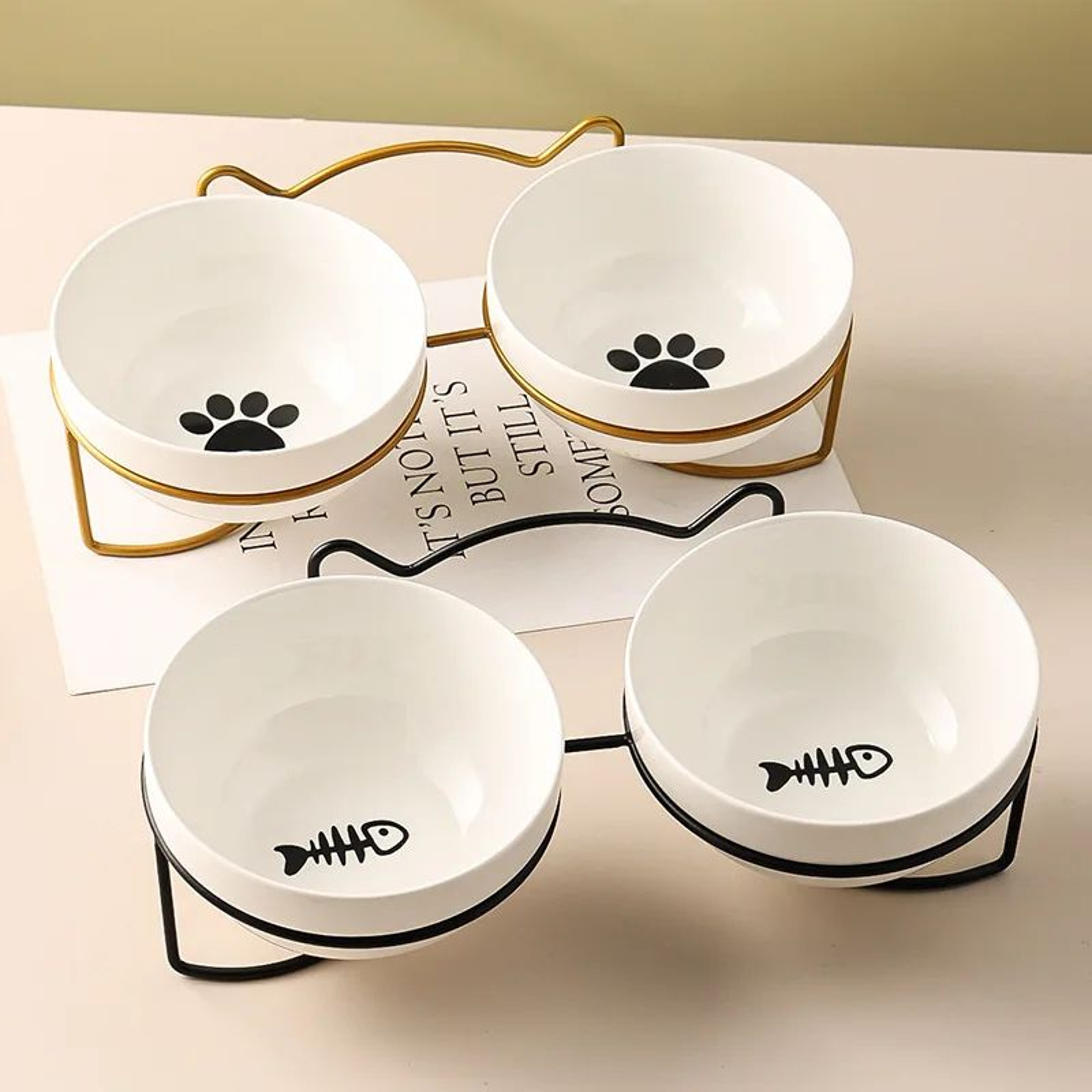 169 Fl Oz Elevated Ceramic Pet Bowl With Metal Stand  Raised Cat  Dog Food And Water Feeding Dish 3