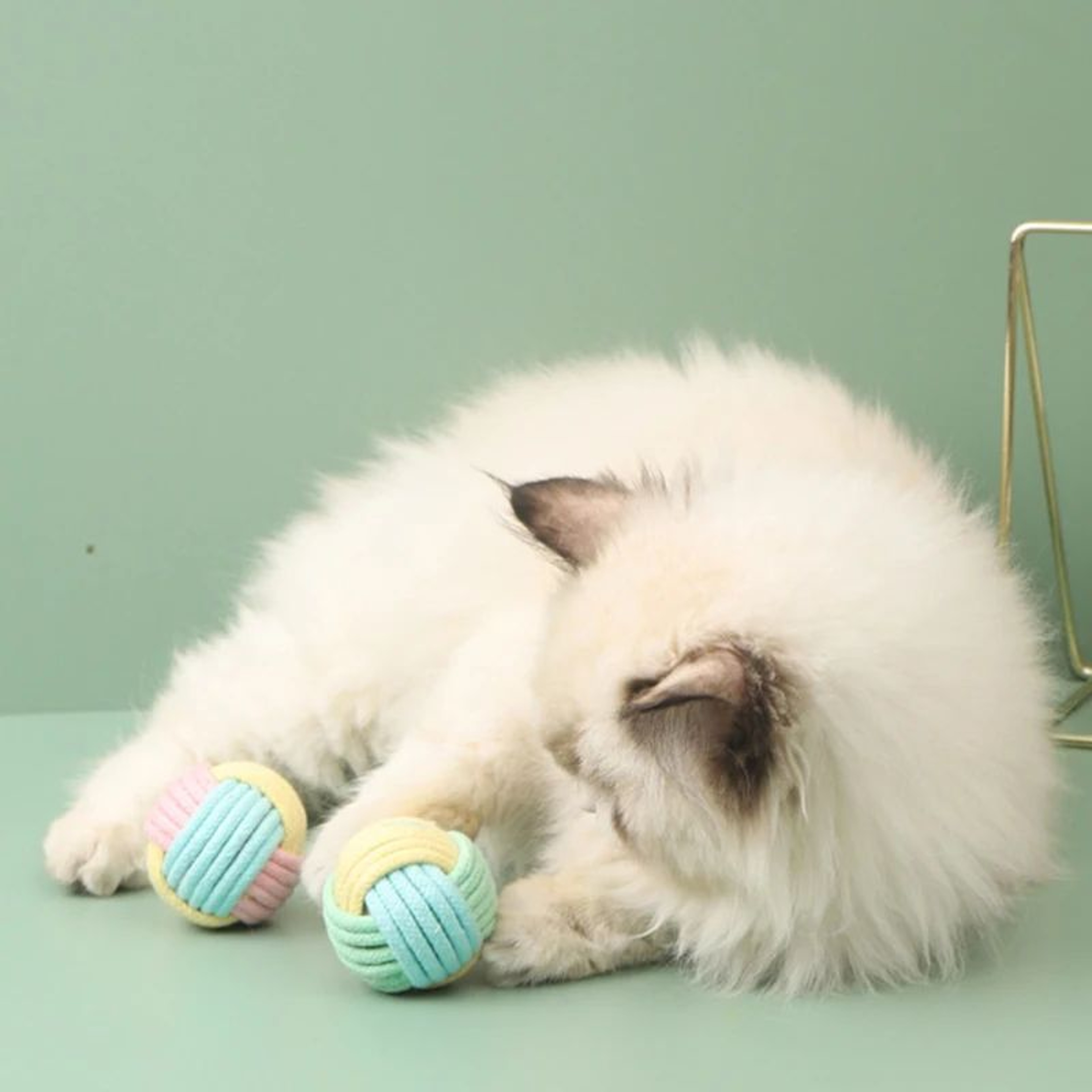 Interactive Catnip Cotton Rope Ball Toy  Handcrafted Plush Dental Chew  Training Toy For Cats 4