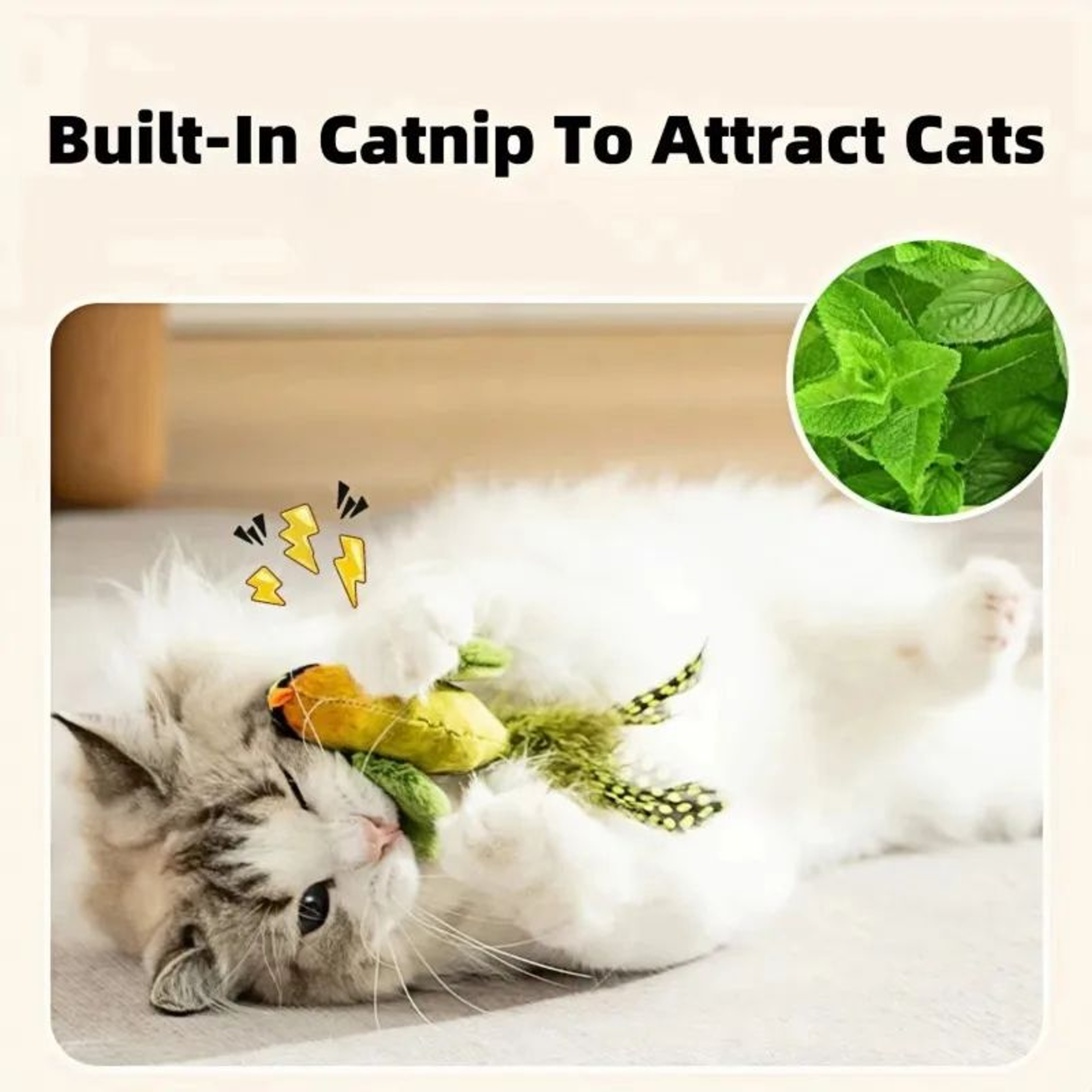 Interactive Chirping Bird Cat Toy  Realistic Sound Plush Catnip Teaser Toy For Indoor Cats  Kittens 2