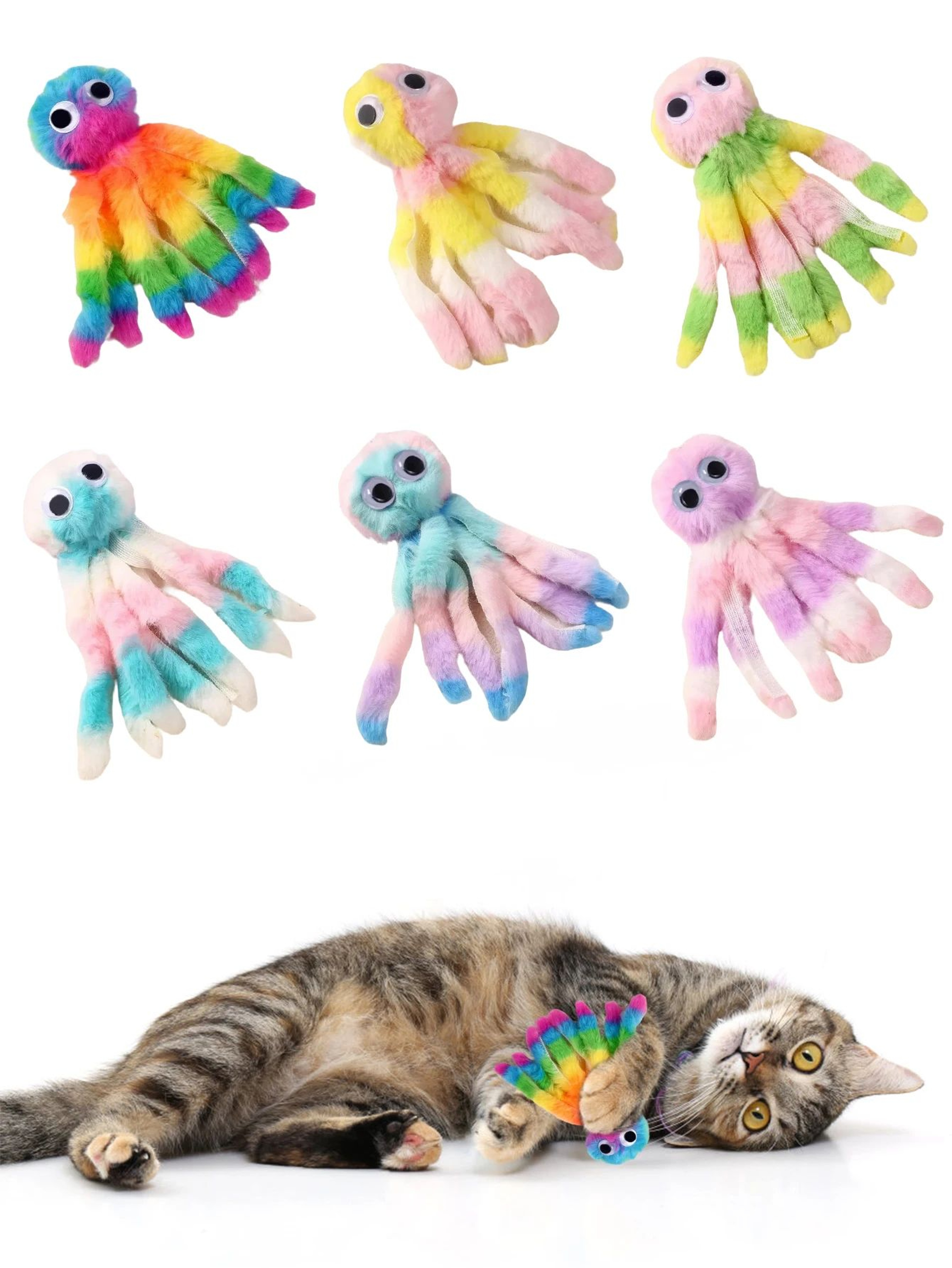 Adorable Octopus Plush Cat Toy  Interactive Chew  Kick Teaser Wand Replacement Head 0