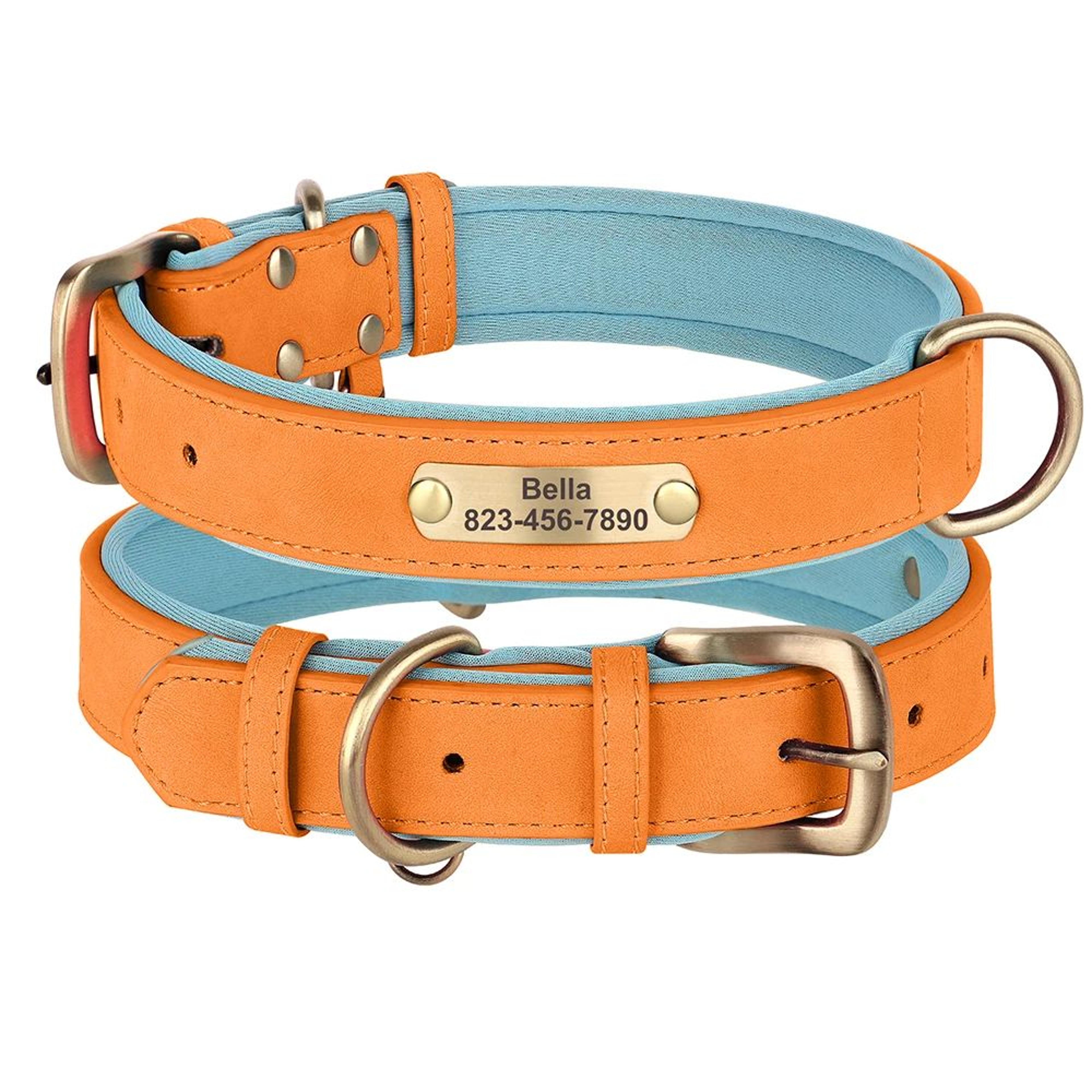 Personalized PU Leather Dog Collar With Free Engraved Nameplate  Custom ID Tag Collar For Small Med 19