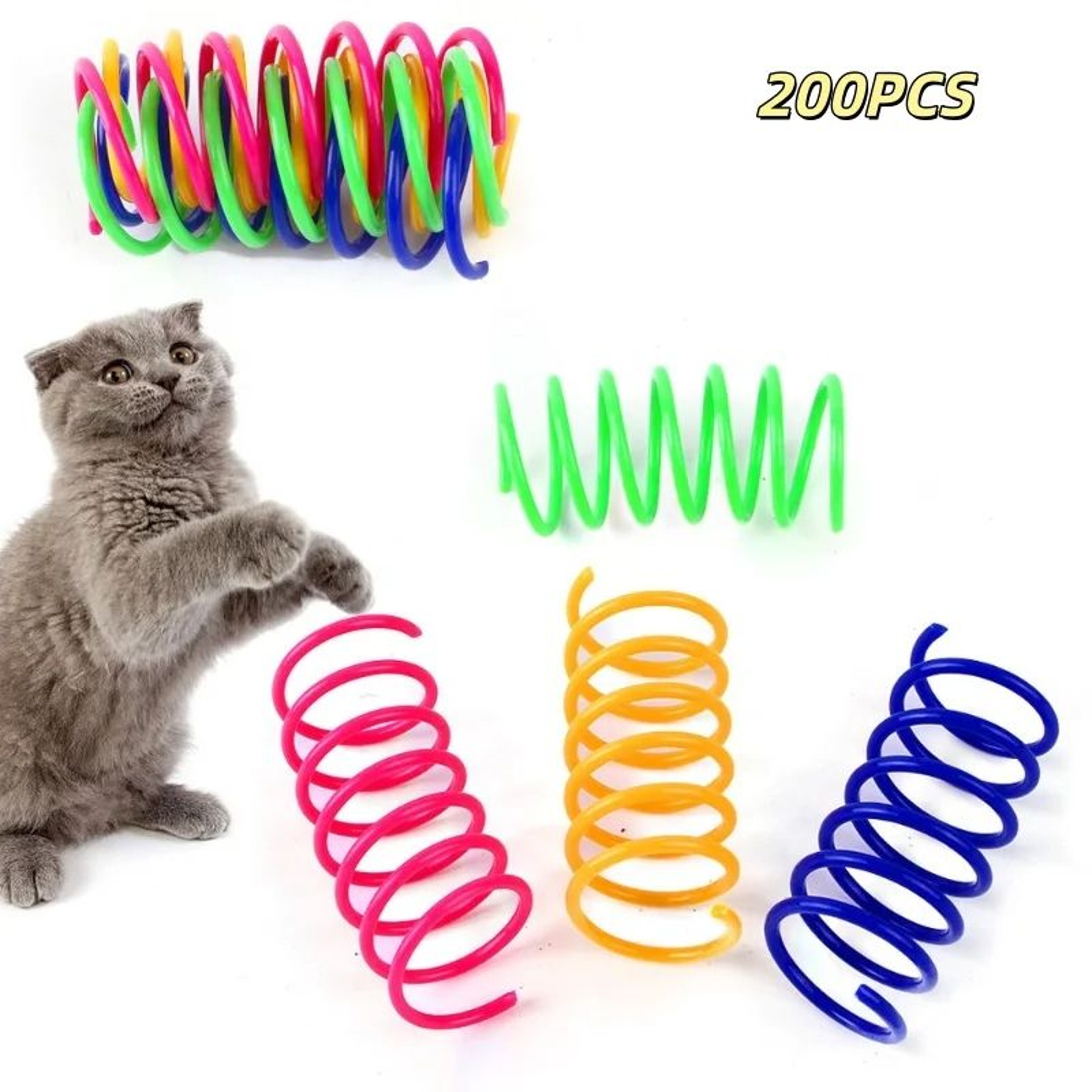 Colorful Spring Cat Toy Set  Interactive Bite  ScratchResistant Plastic Coil Toys For Indoor Cats 12