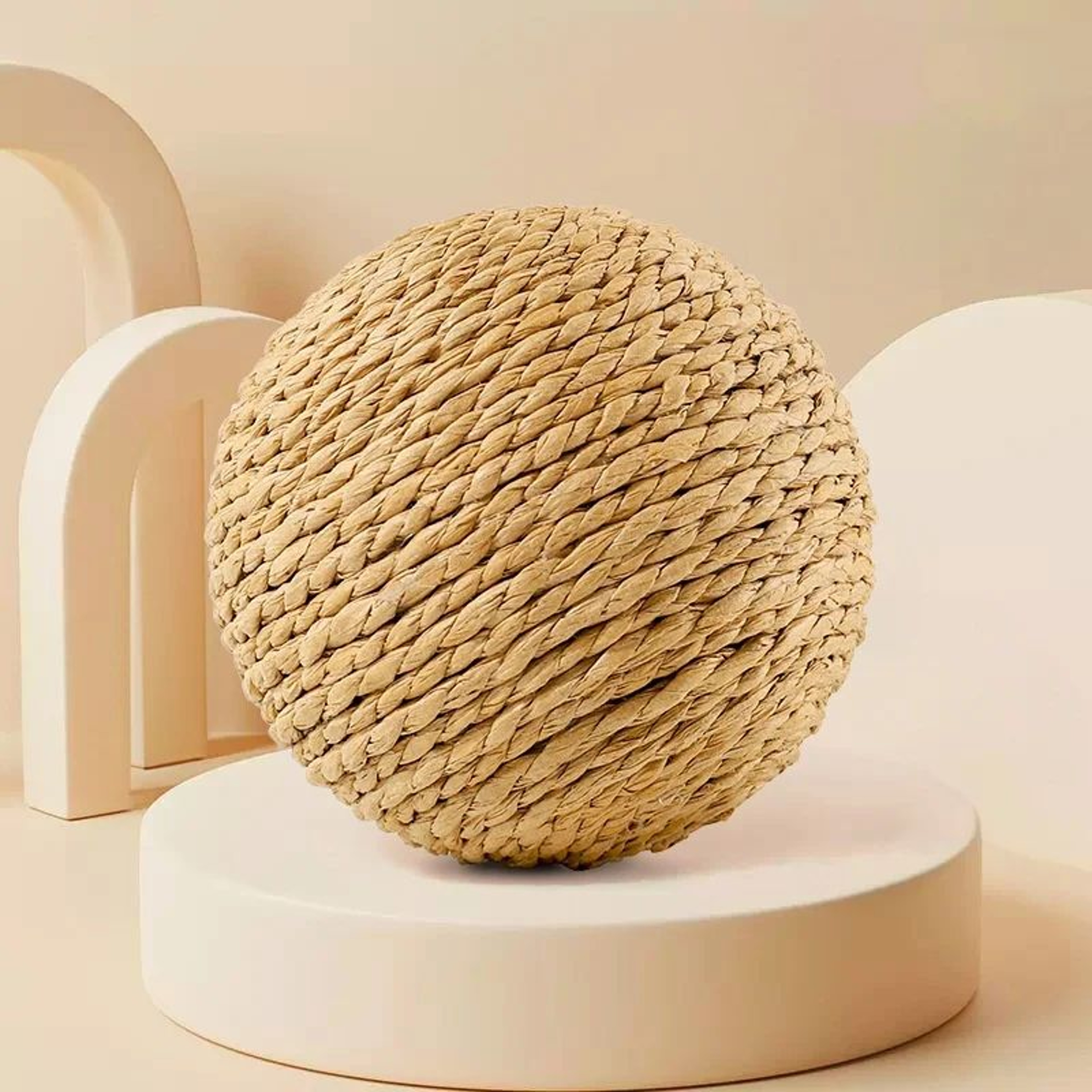 Interactive Sisal Cat Scratching Ball Toy With Sound  Teething Dental Cleaning  AntiBite Play Ball  6