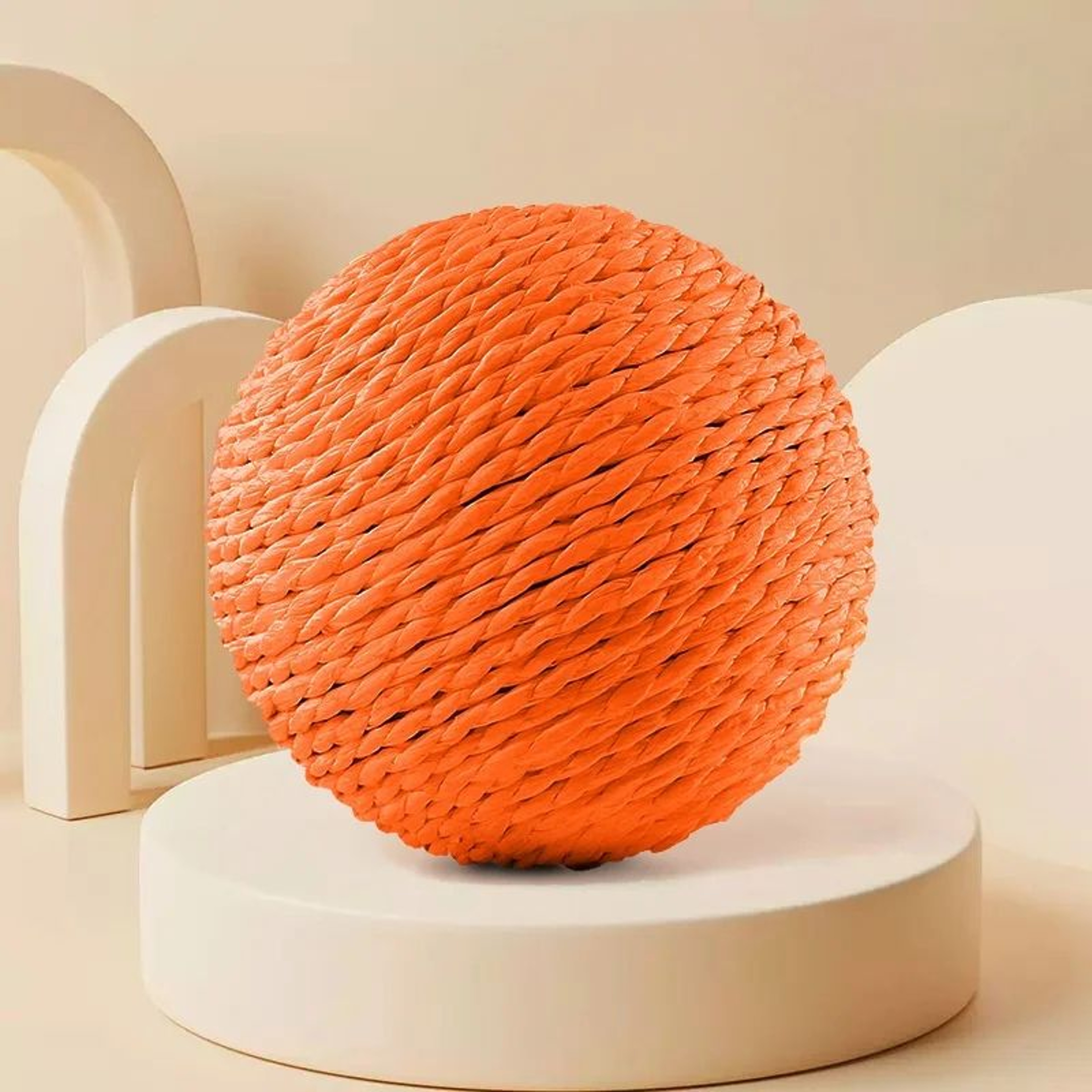 Interactive Sisal Cat Scratching Ball Toy With Sound  Teething Dental Cleaning  AntiBite Play Ball  8