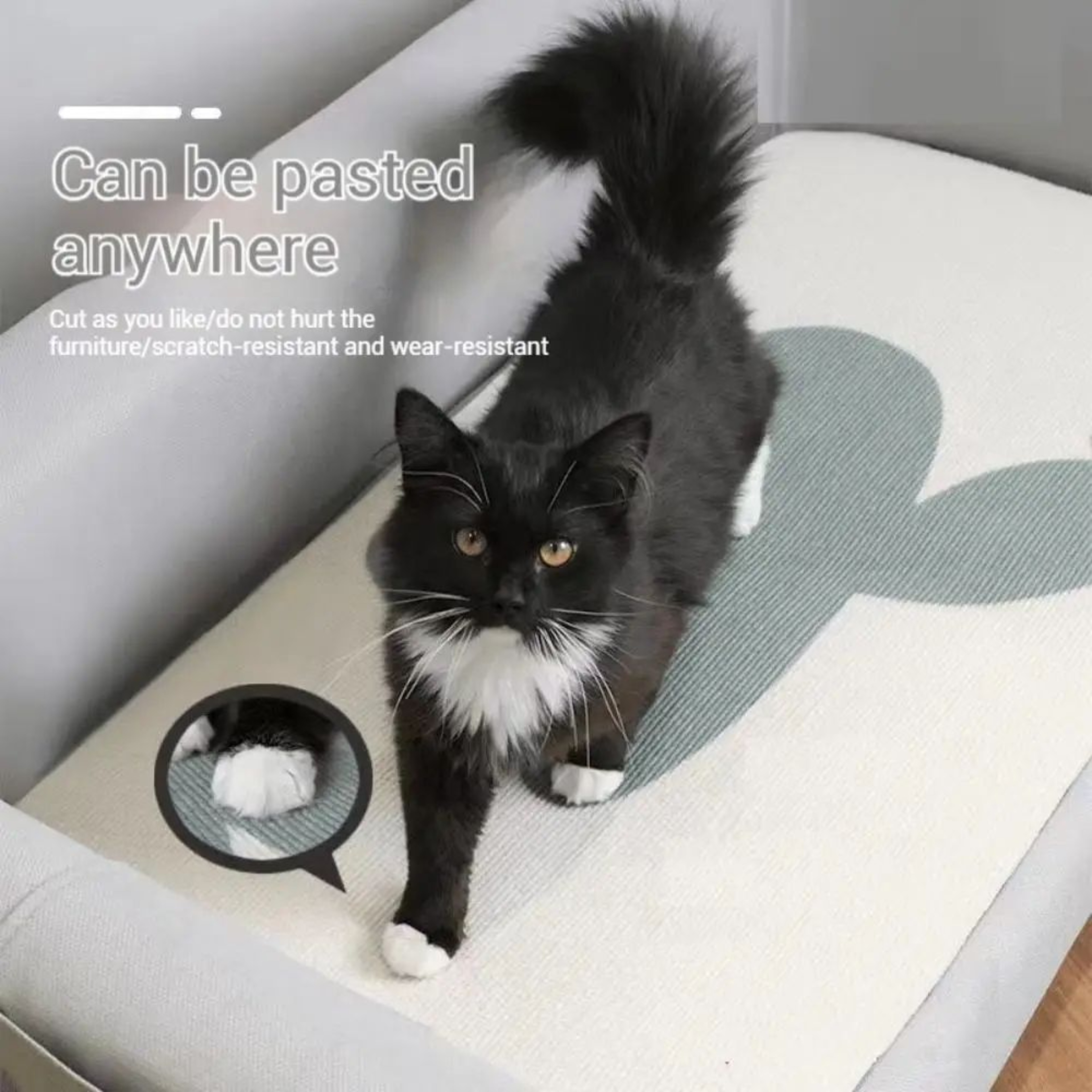 SelfAdhesive Cat Scratch Sofa Protector Mat  Trimmable Wall  Furniture Scratching Board For Cats 2