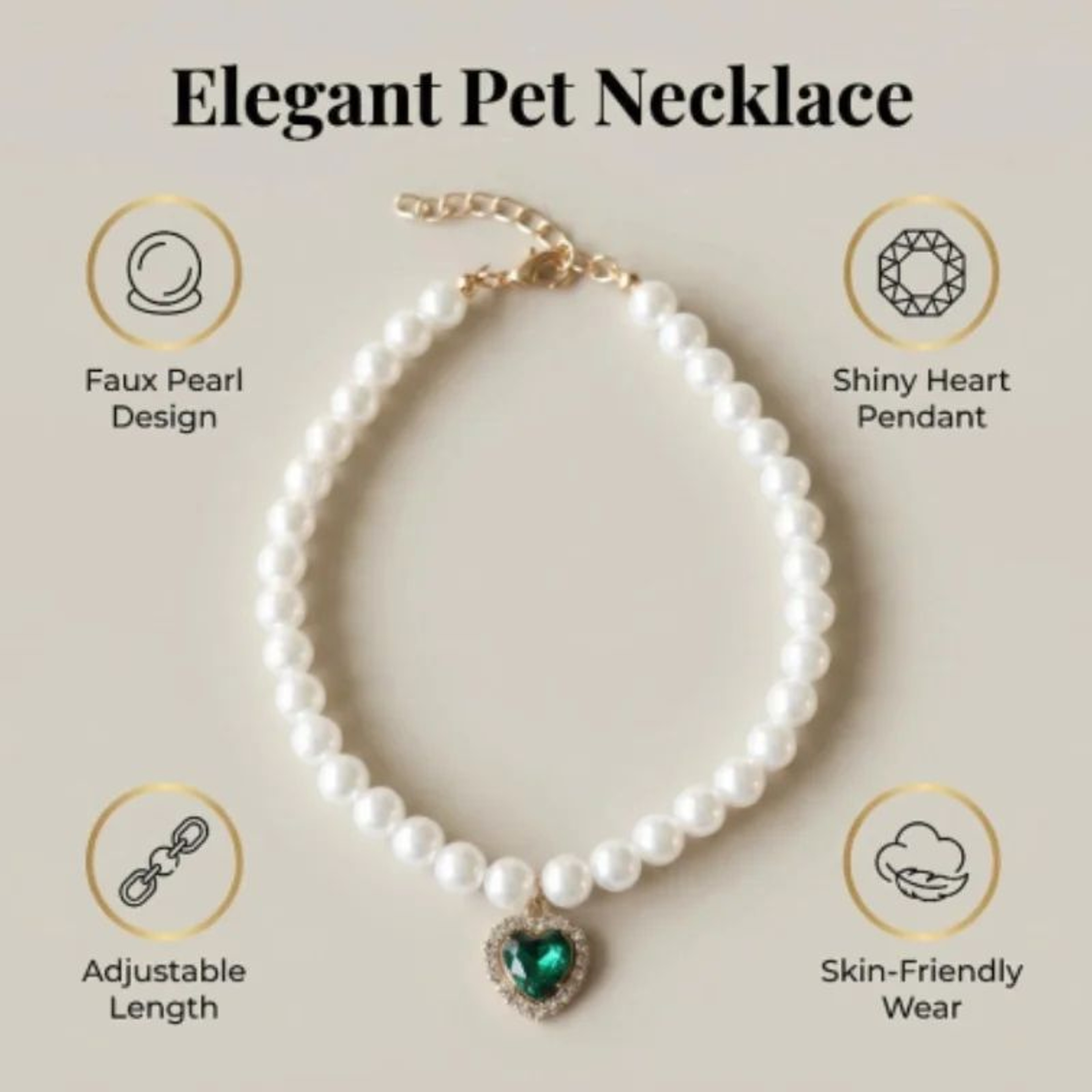 Elegant Pearl Cat Collar Necklace  Adjustable Faux Pearl Pet Collar For Cats  Kittens 8