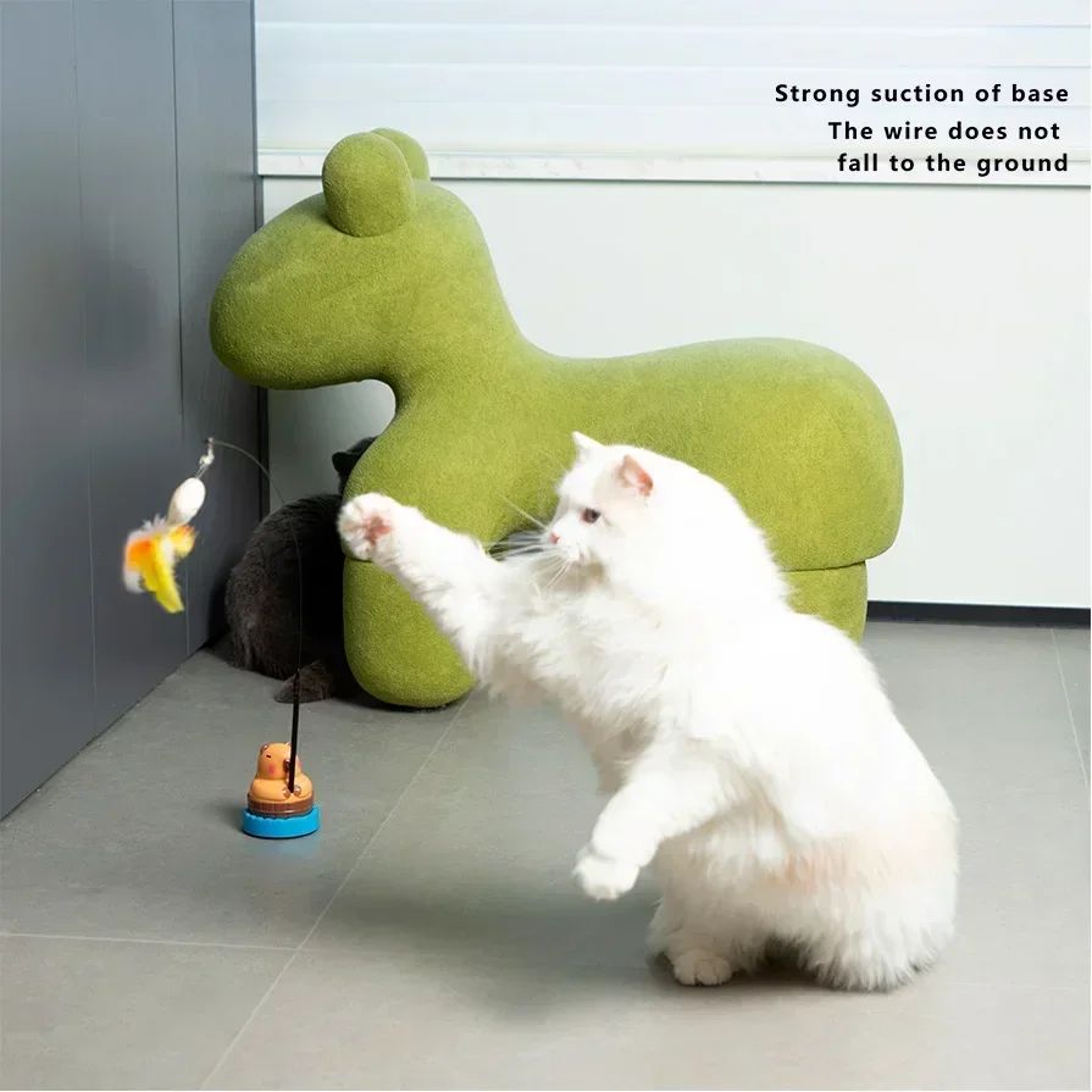 Capybara Bird Teaser Wand Cat Toy  Interactive Bell Stick Toy For Kittens  Indoor Cats 2